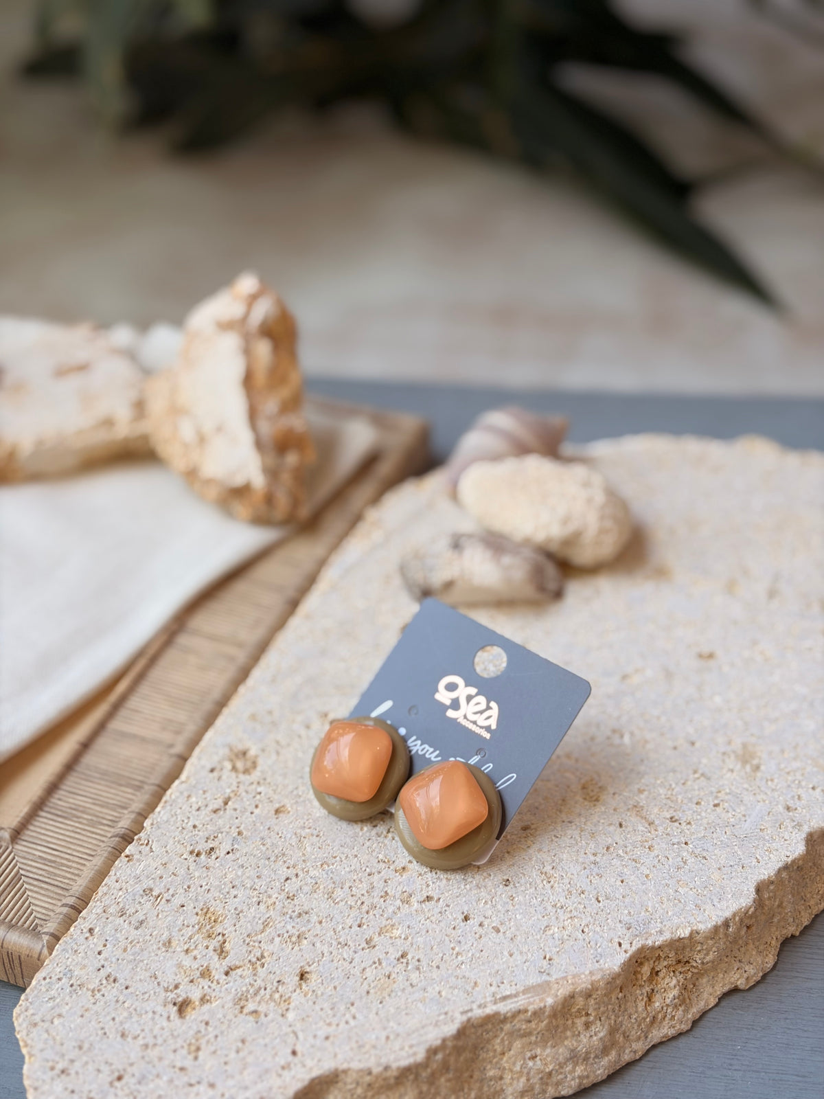 Topos en resina beige centro mandarina