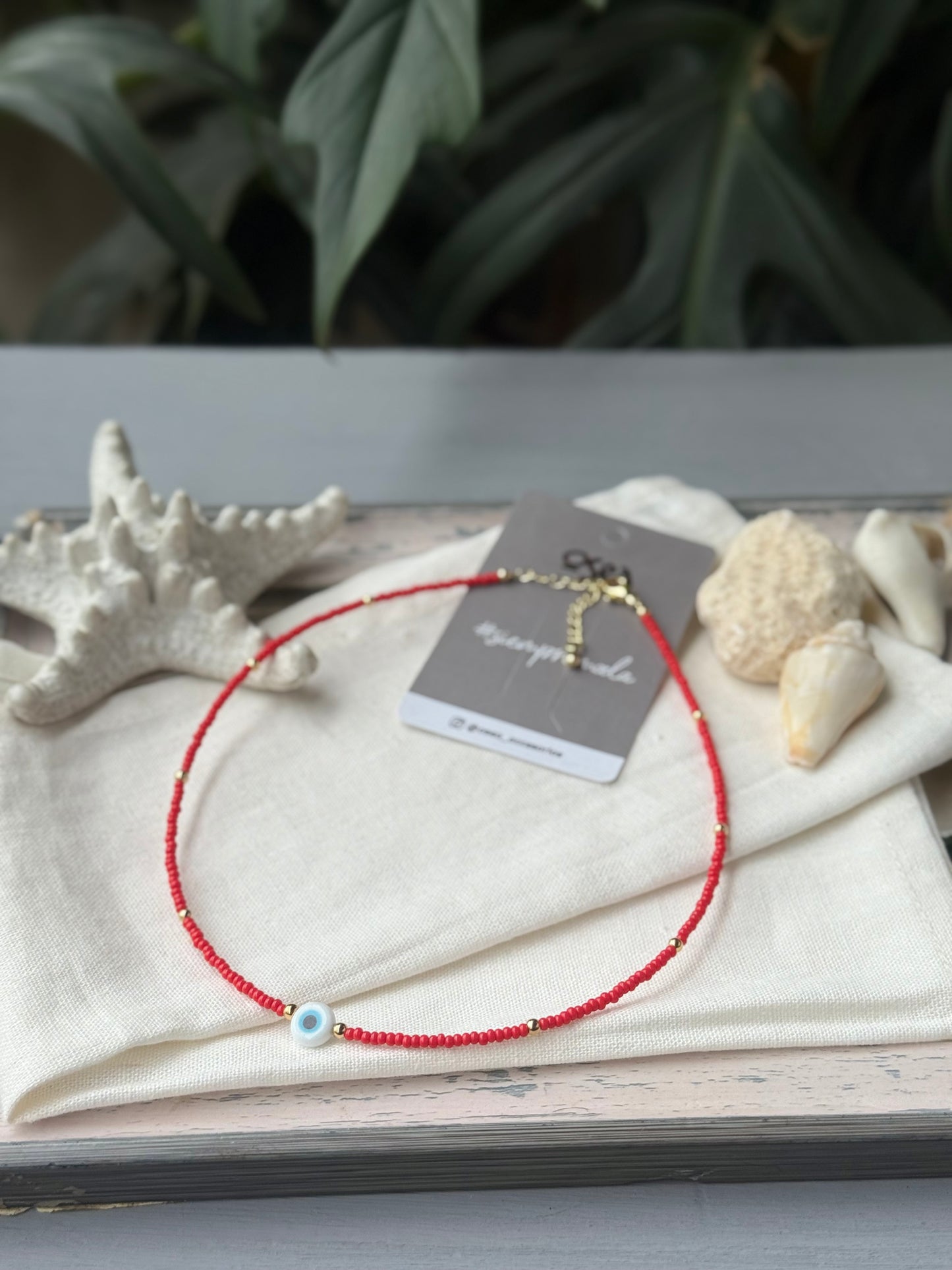 Choker mostacilla y balines dije ojo