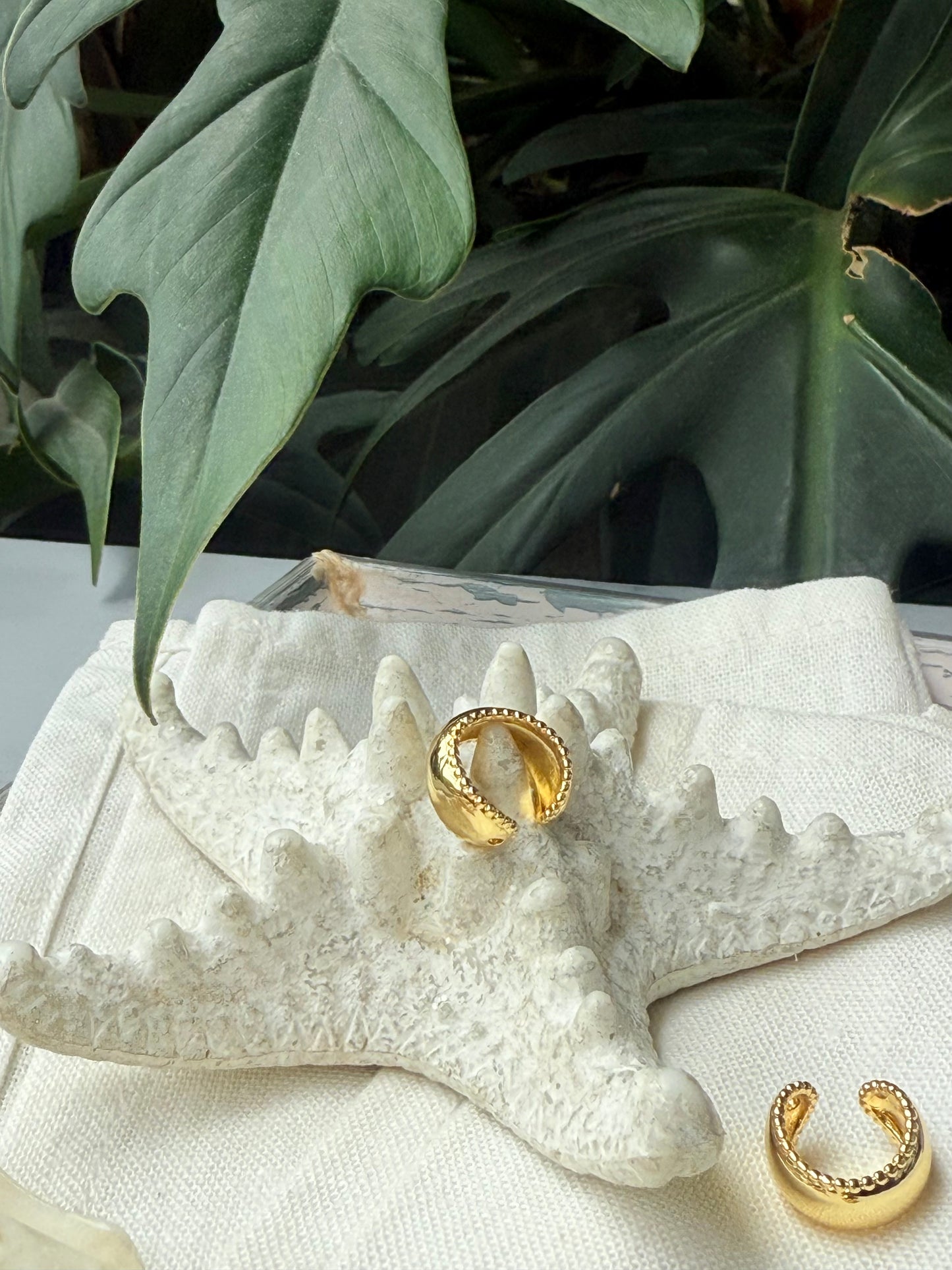 Earcuff rodinado pequeño liso y puntos