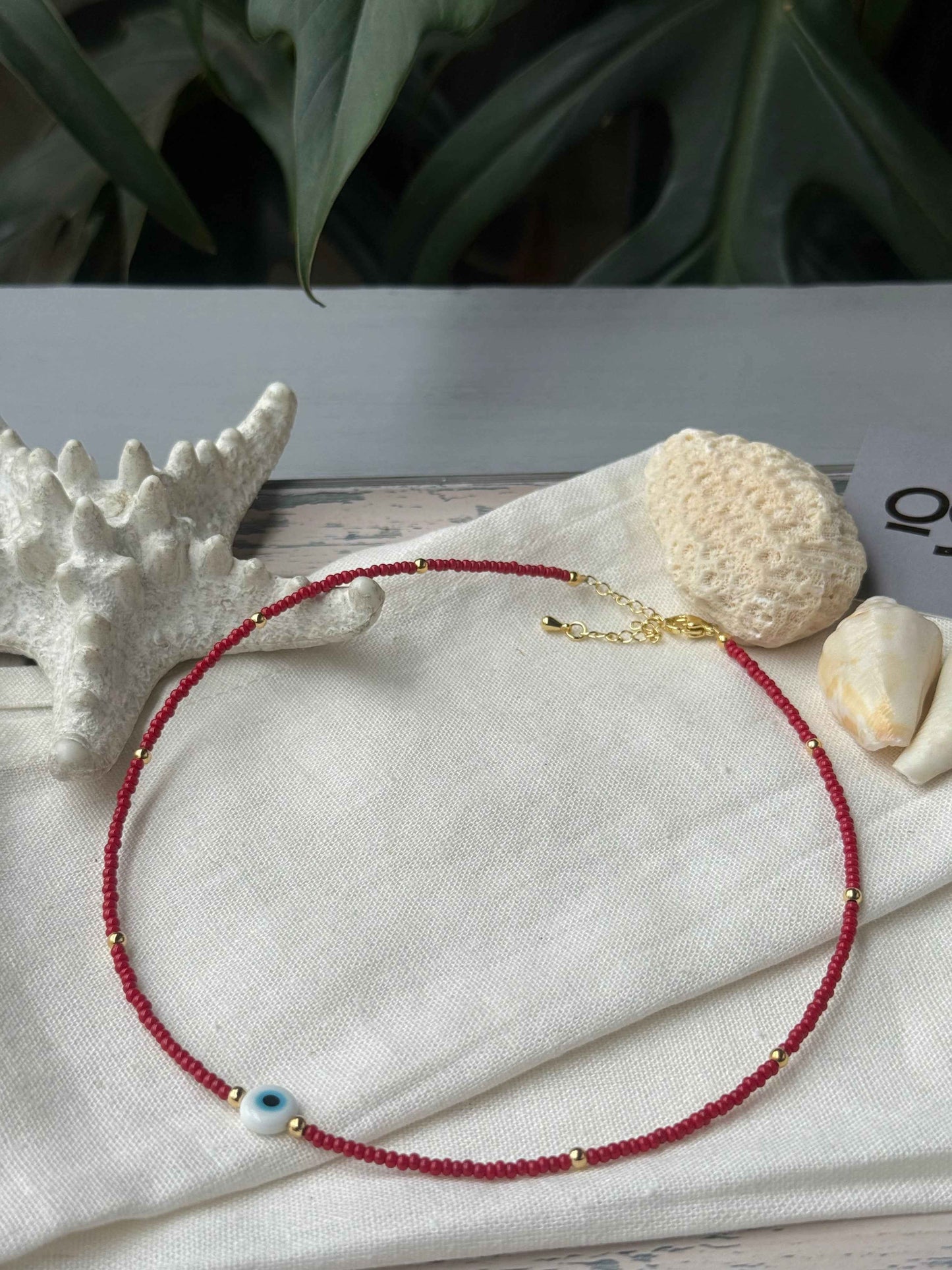 Choker mostacilla y balines dije ojo