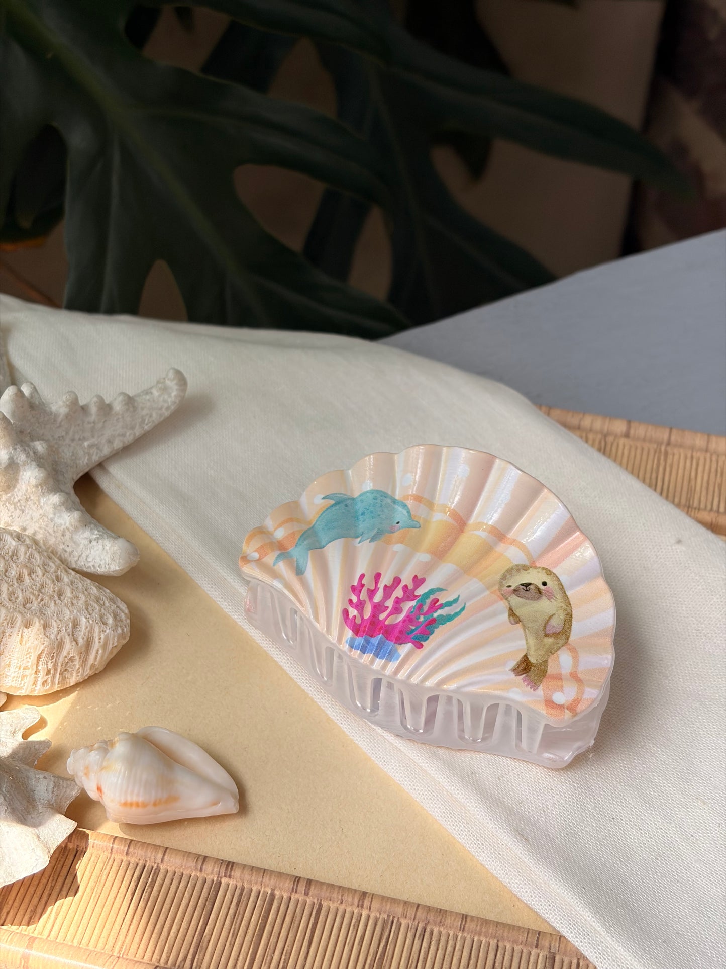 Caimán hair clip en pasta forma concha