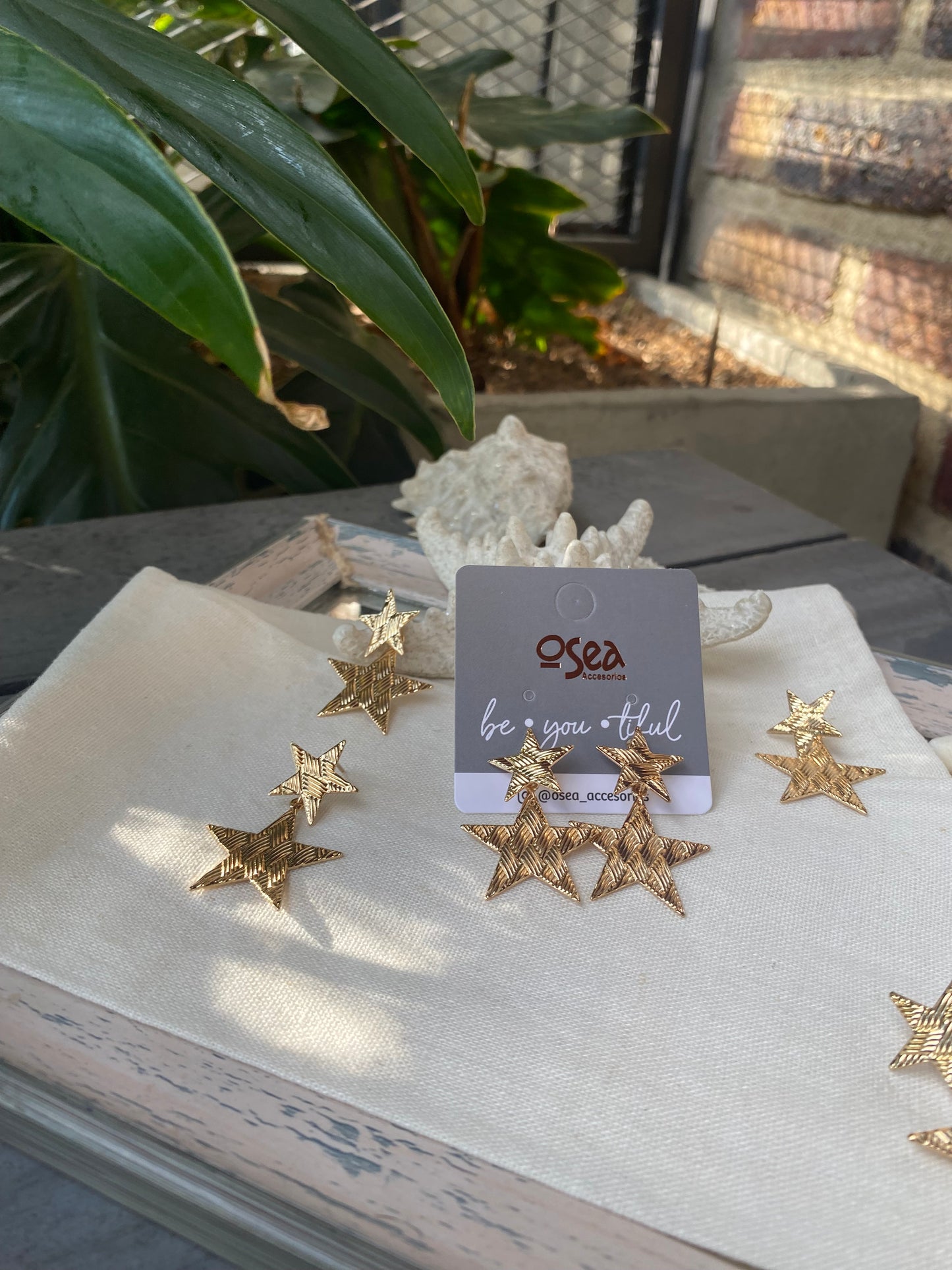 Aretes de estrella doble texturizada