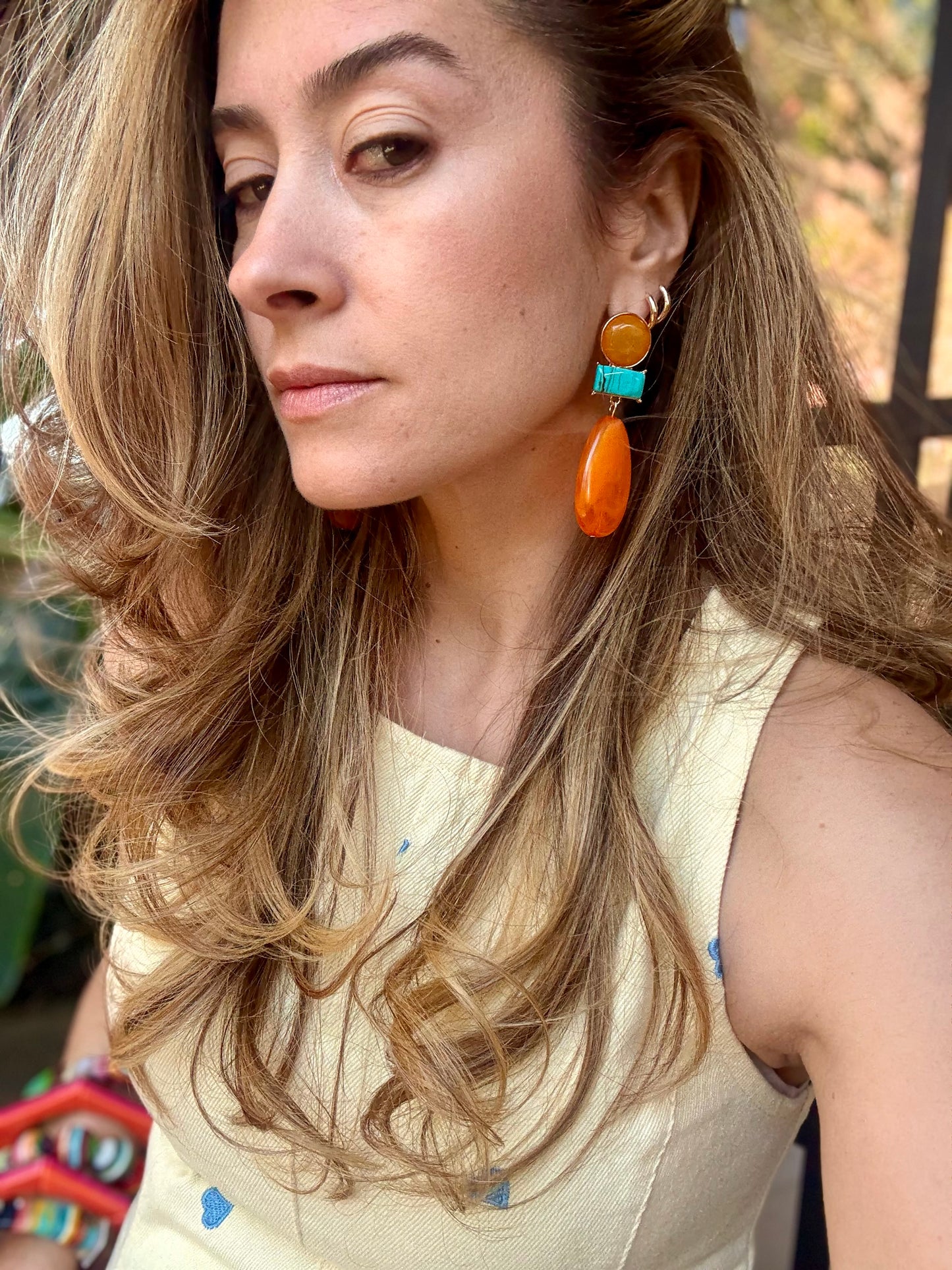 Arete resina naranja
