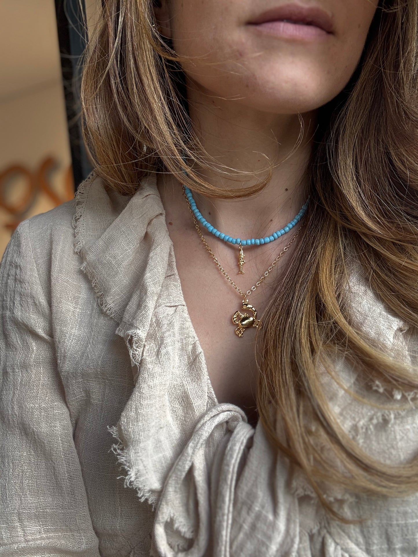 Set de collar de pez y cangrejo
