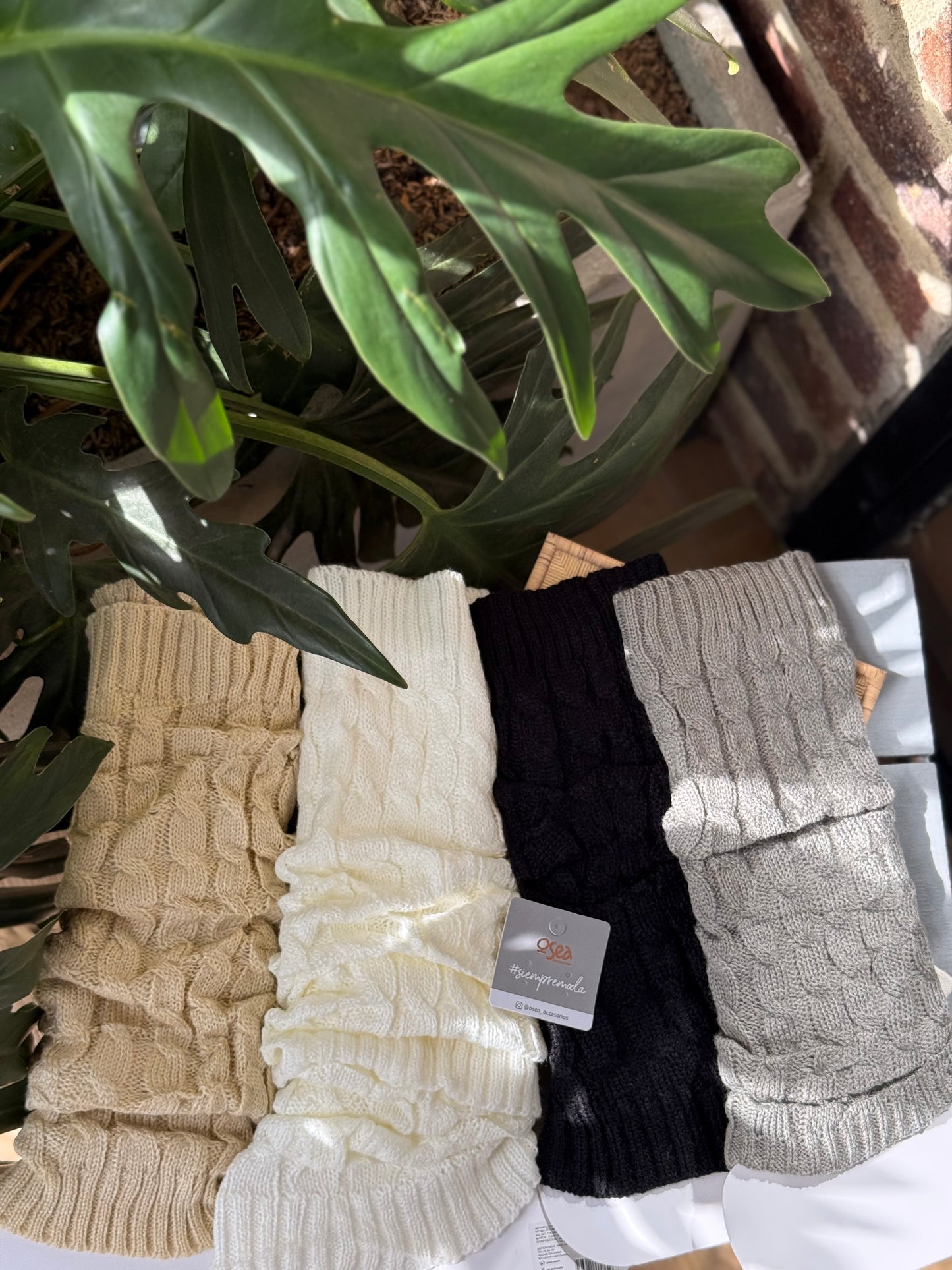 Medias calentadoras tejido trenzado