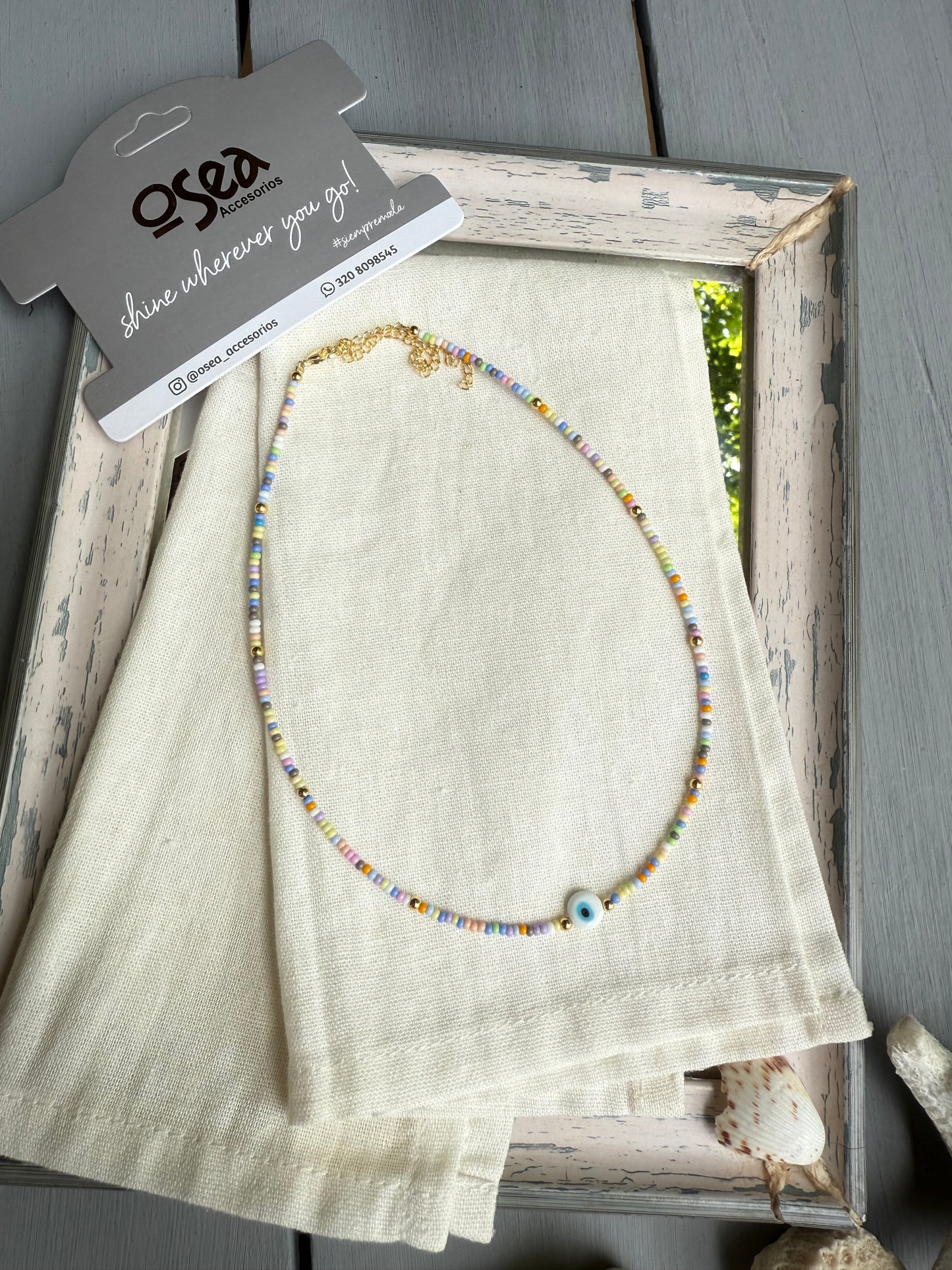 Choker mostacilla y balines dije ojo
