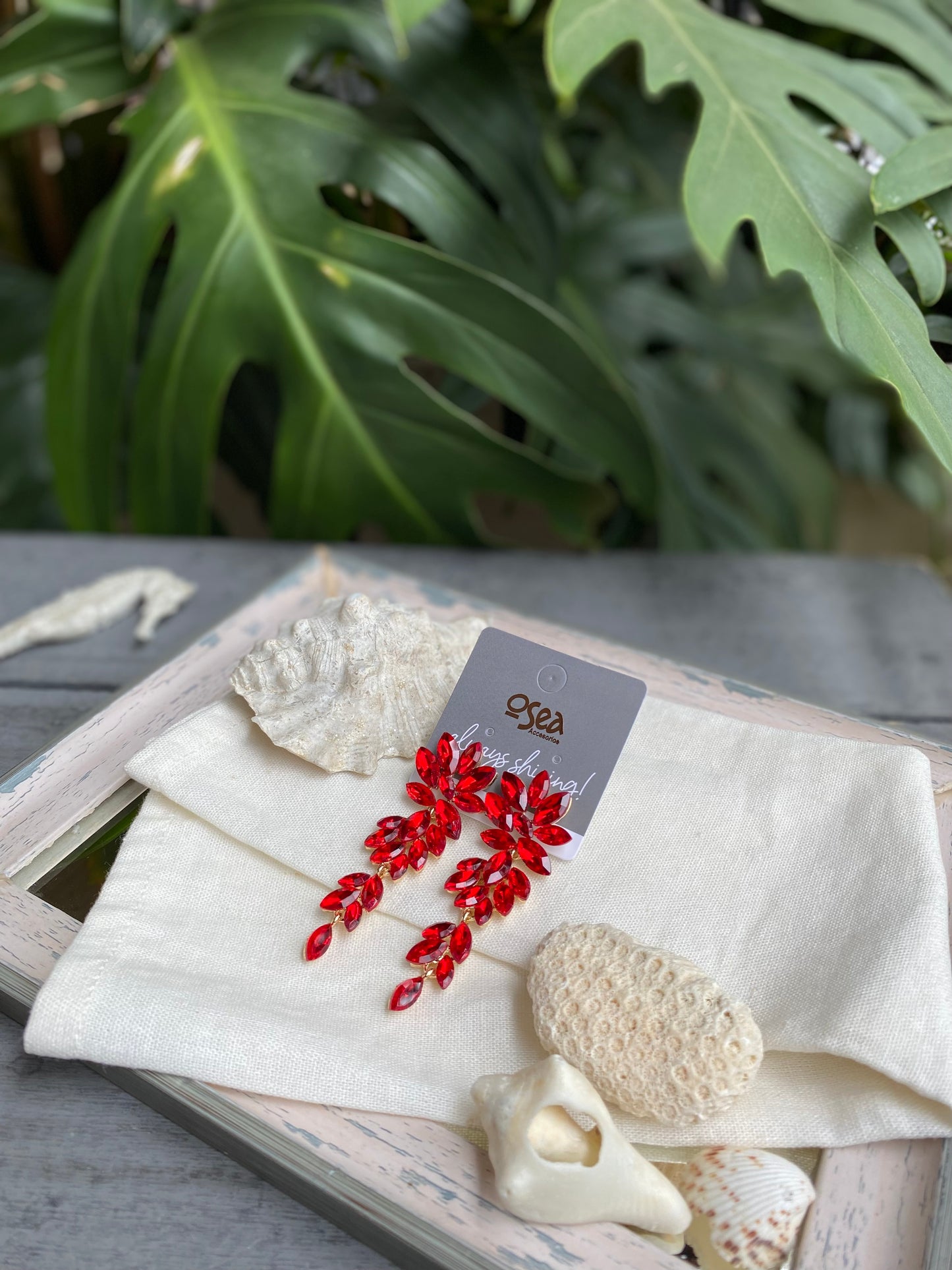Aretes largos con piedras