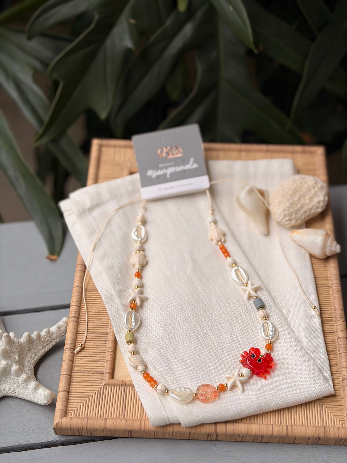 Collar conchas, estrellas y dijes de mar