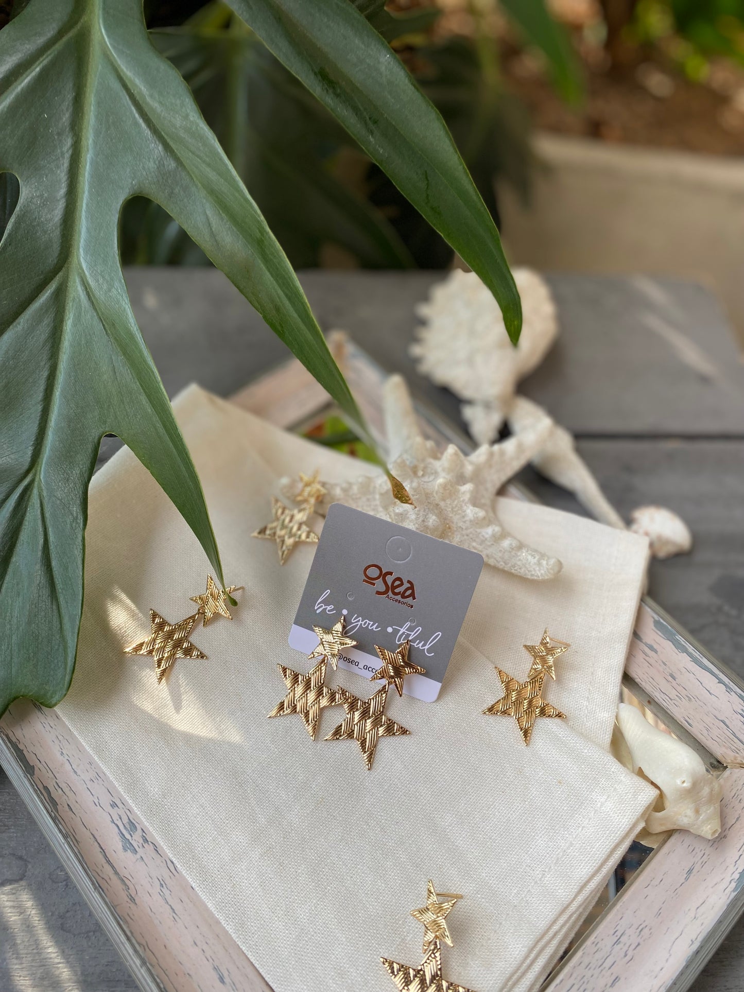 Aretes de estrella doble texturizada