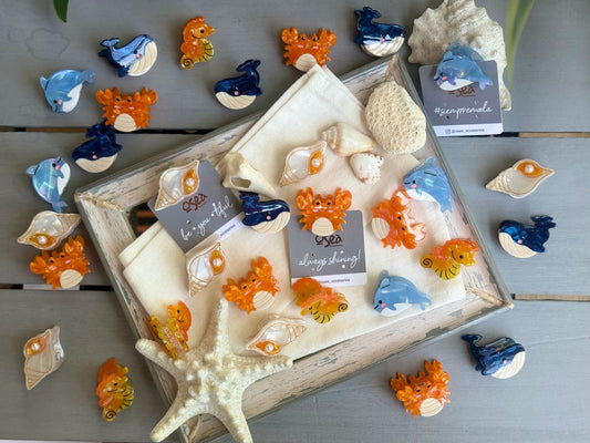 Caimán pequeño tipo nácar - hairclips