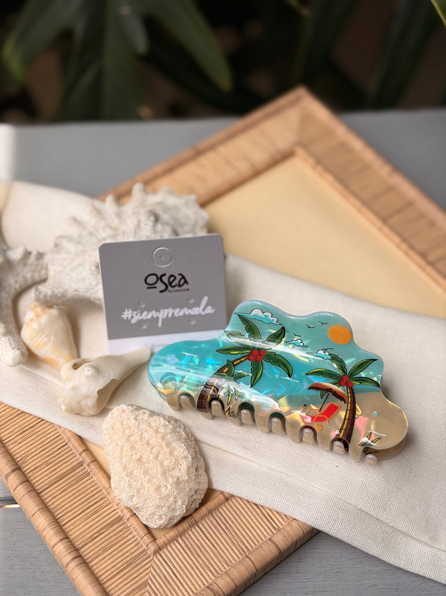 Caimán hair clip playa efecto nácar