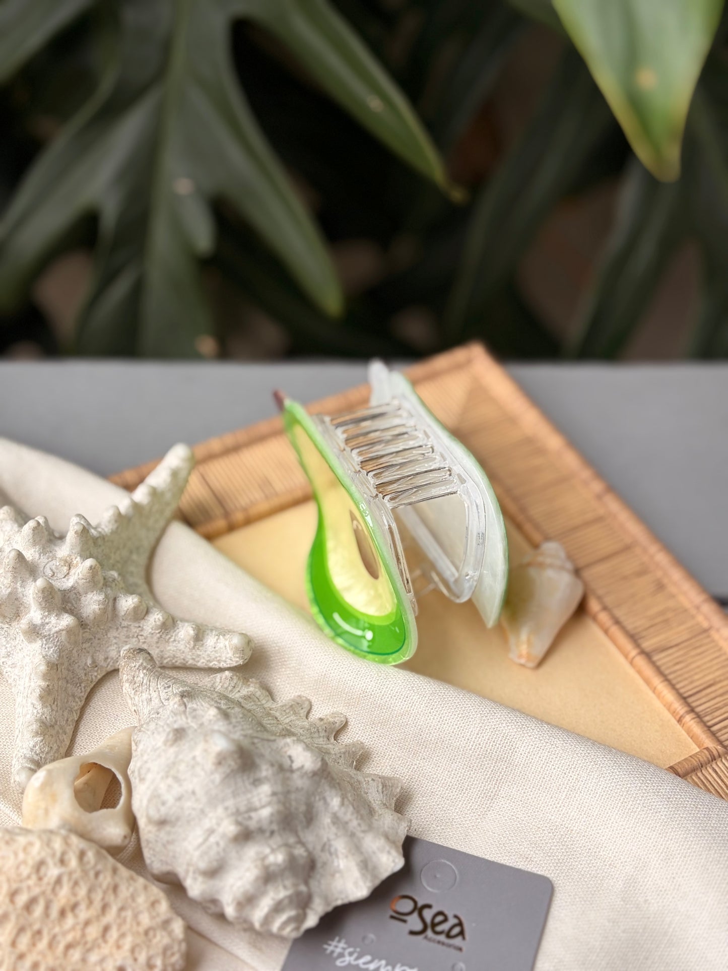 Caiman hair clip aguacate tipo nácar