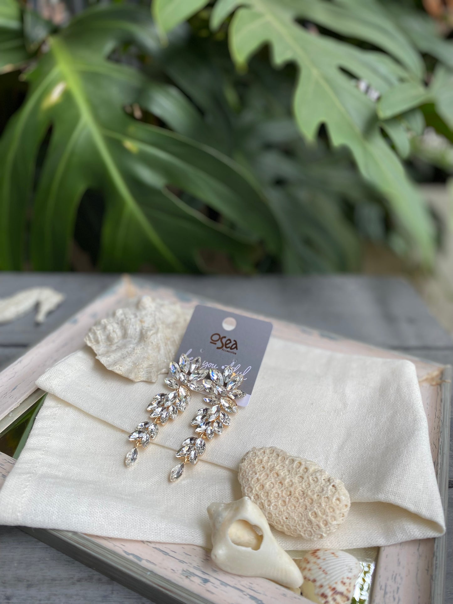Aretes largos con piedras