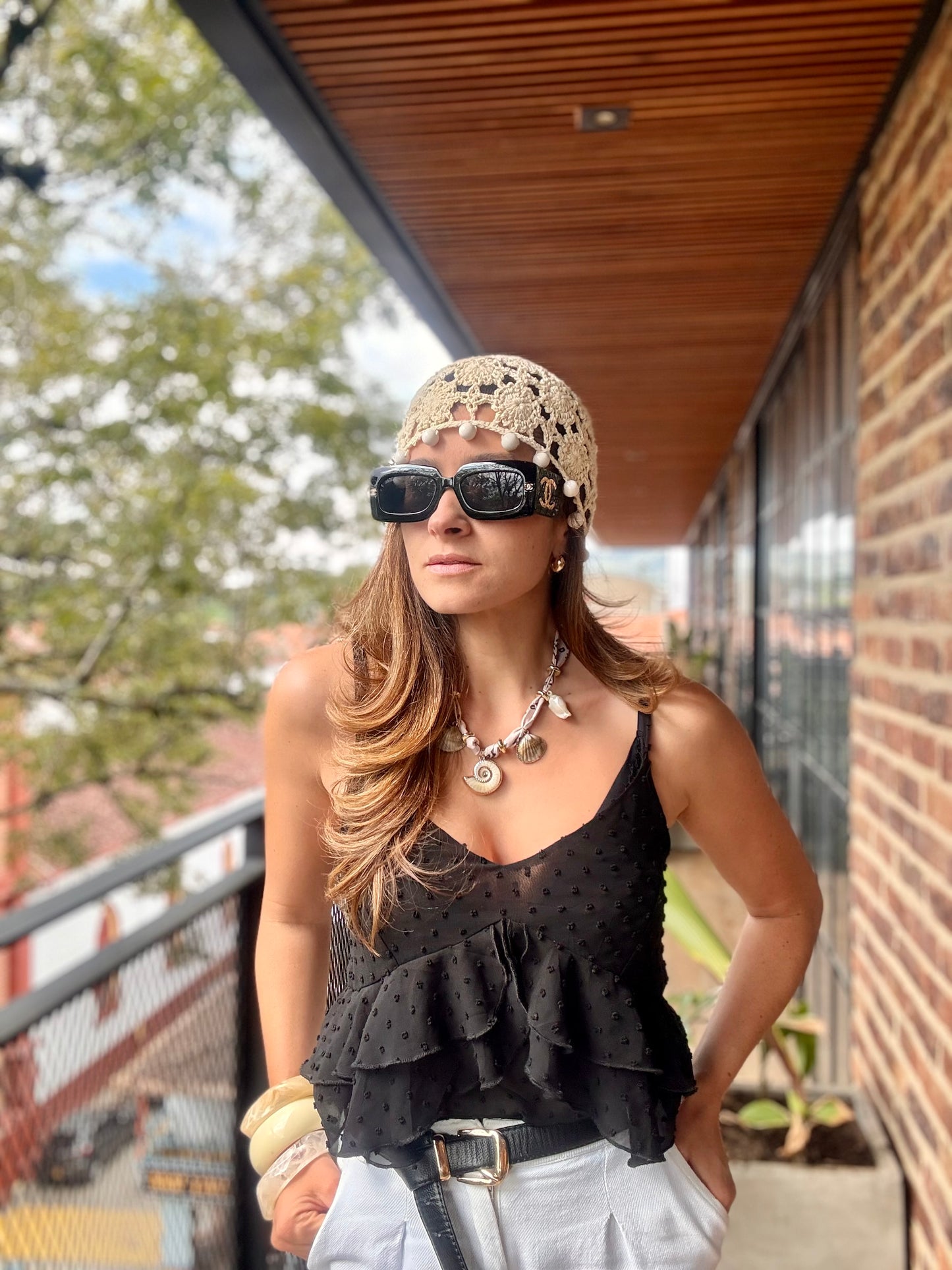Gorro croché con bolas