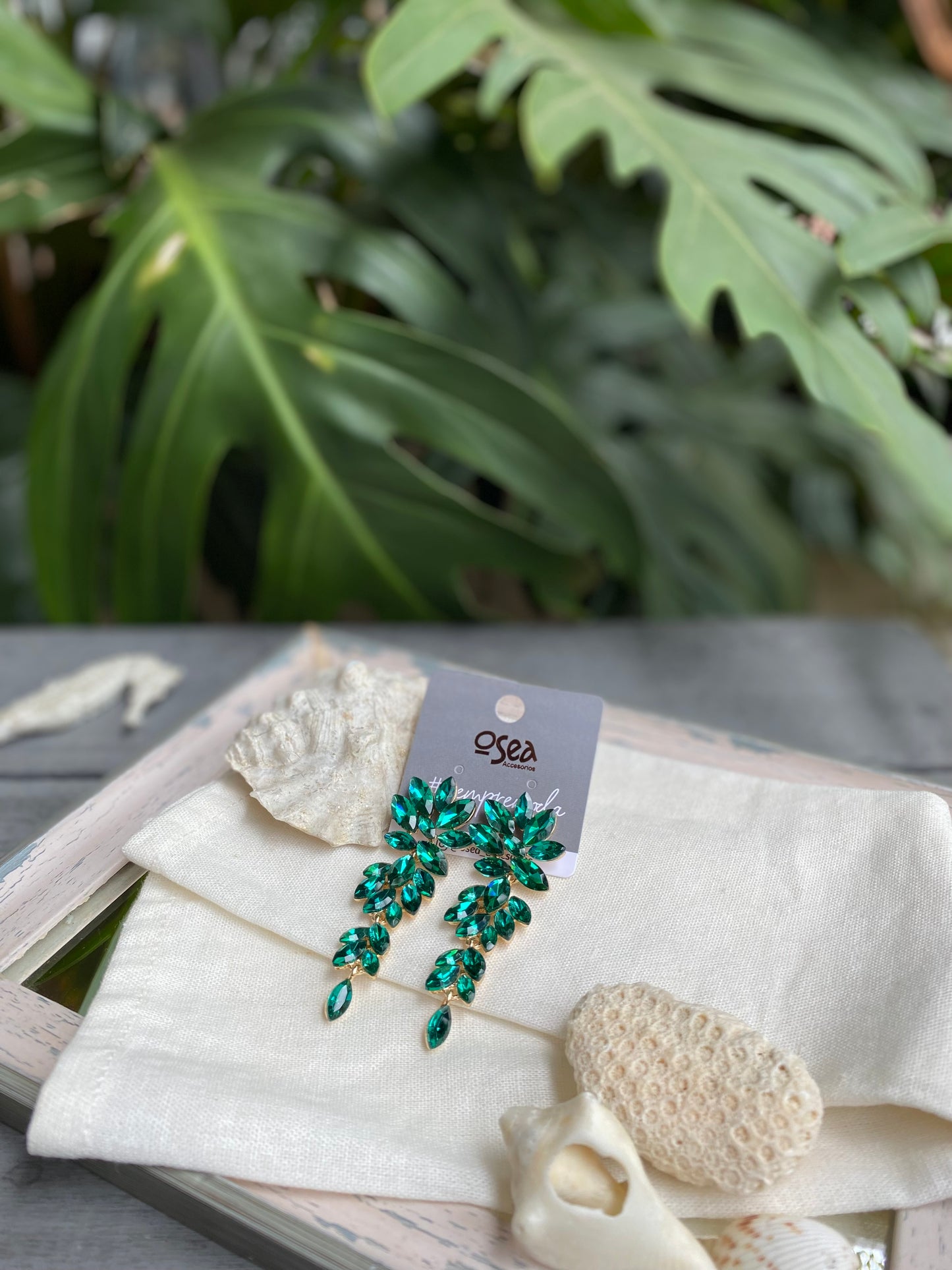 Aretes largos con piedras
