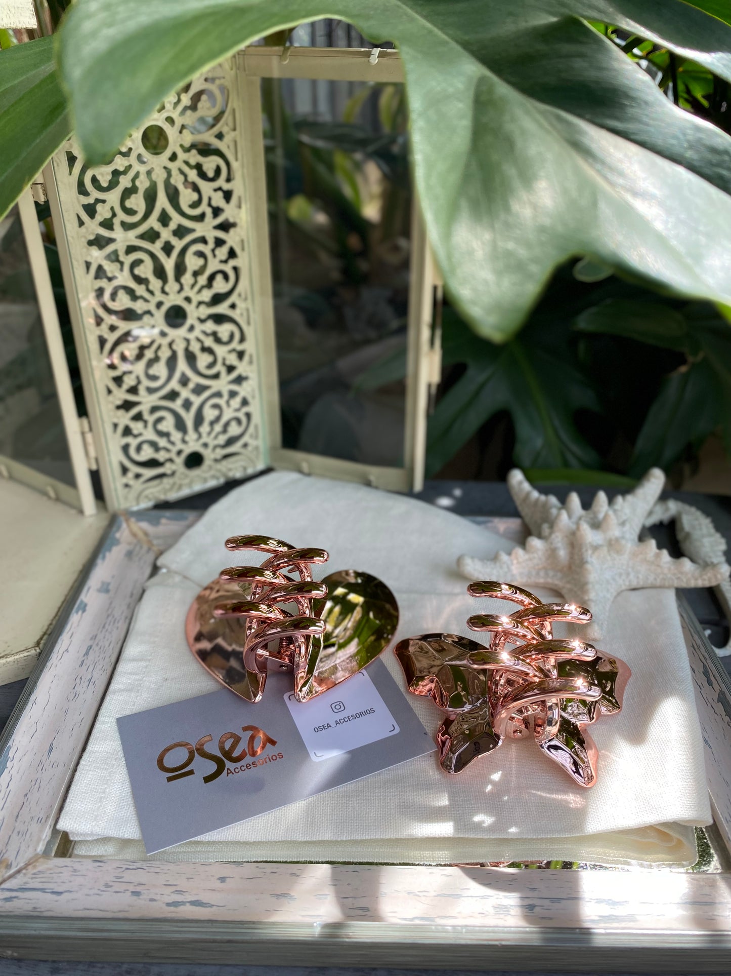 Set caimanes metalizados mariposa y corazon