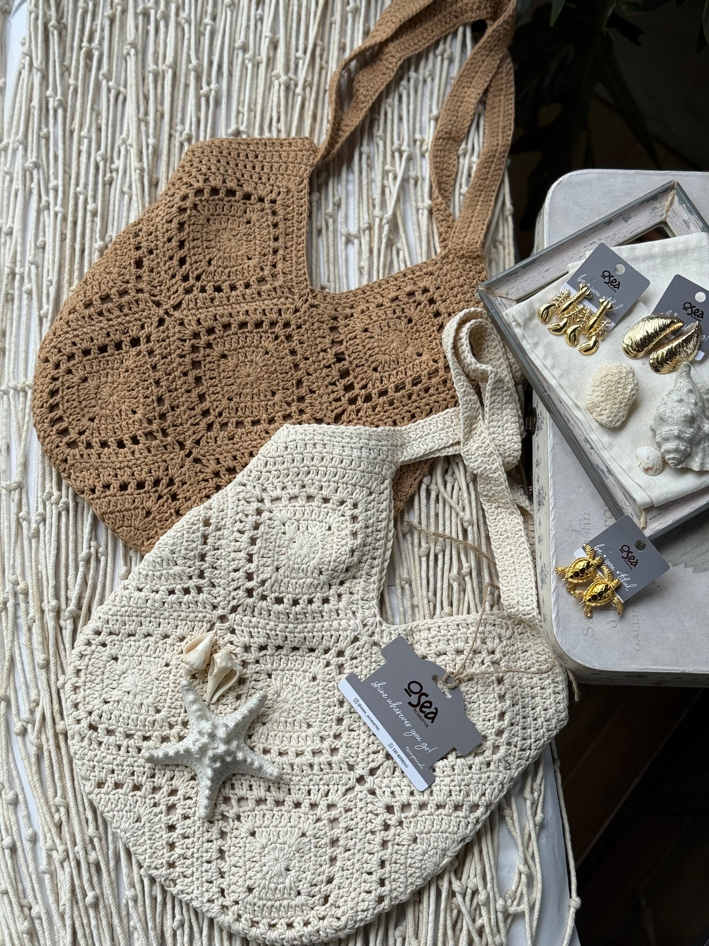 Bolso chochet rombos