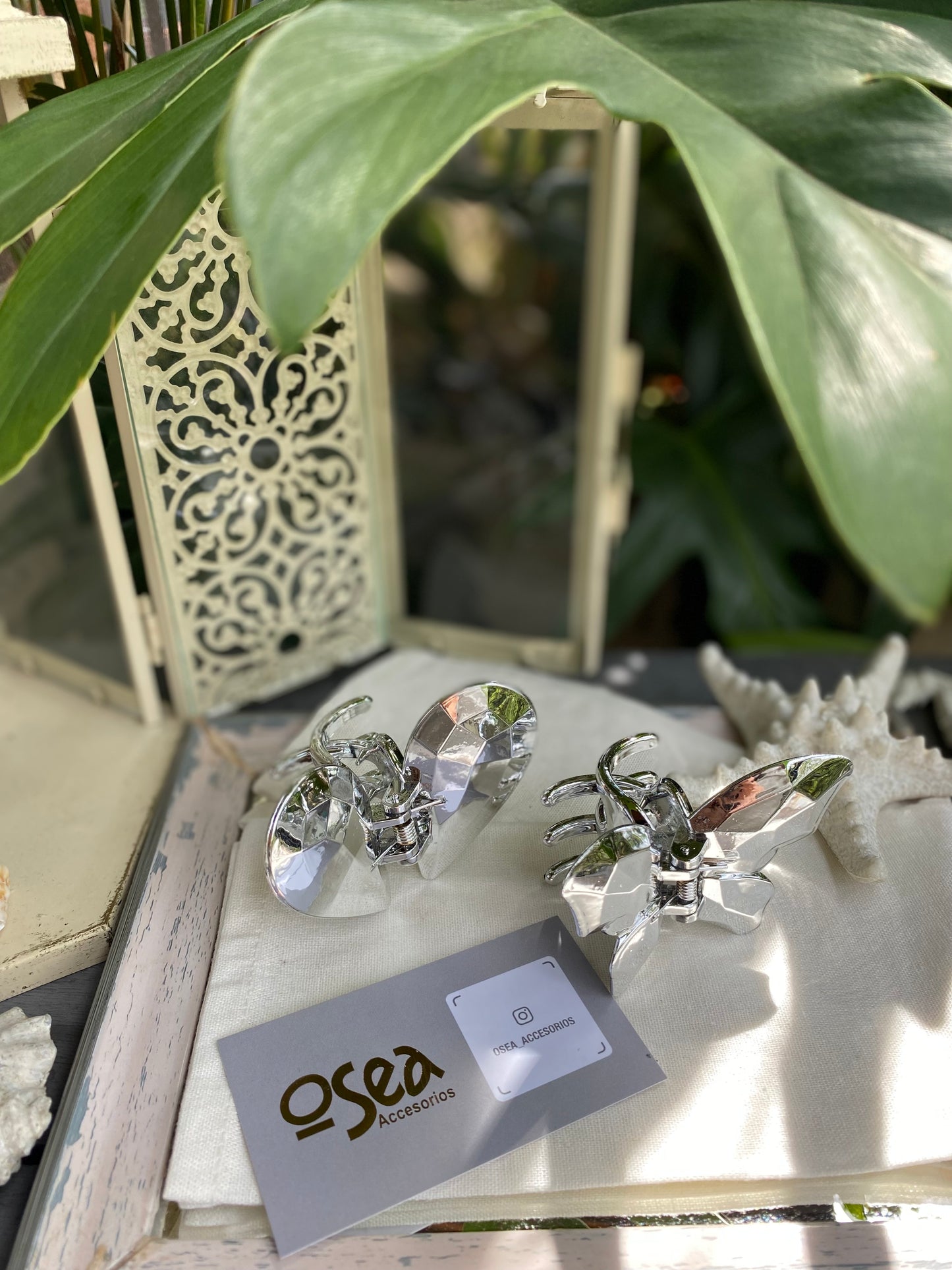 Set caimanes metalizados mariposa y corazon