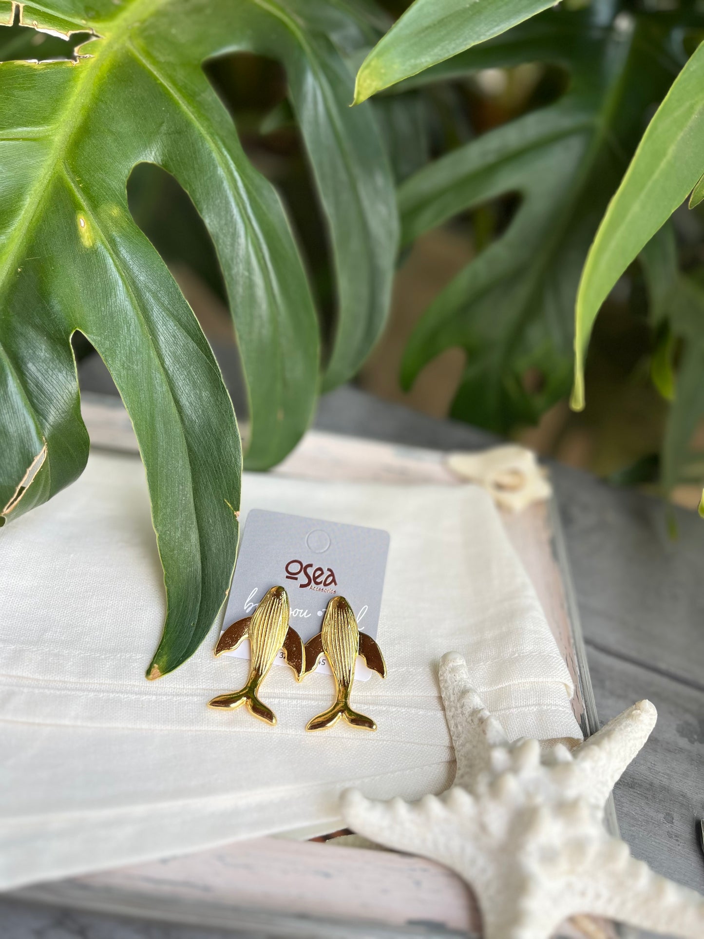 Arete topo de ballena con baño de oro 24k