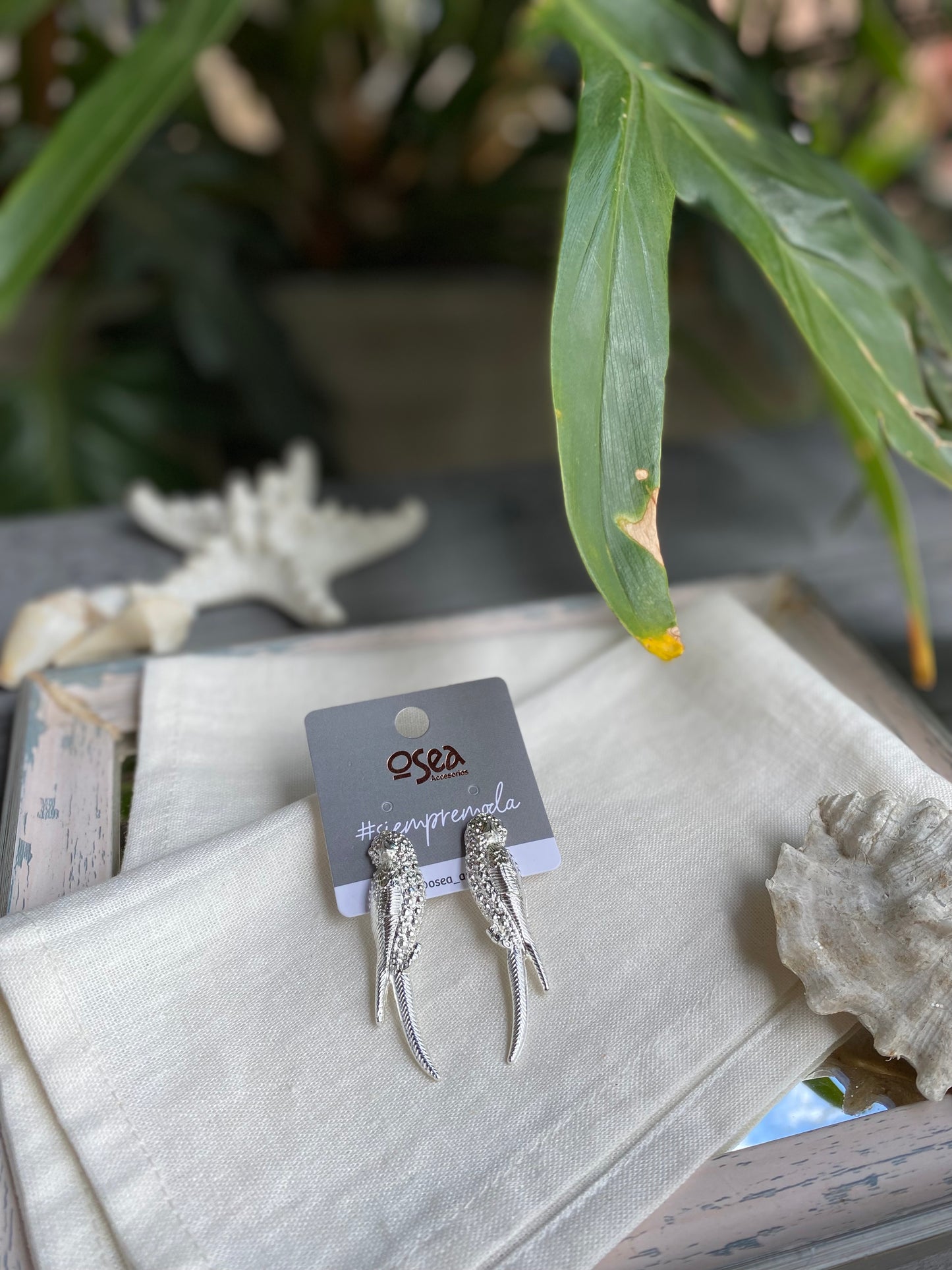 Aretes de loros baño en oro y plata