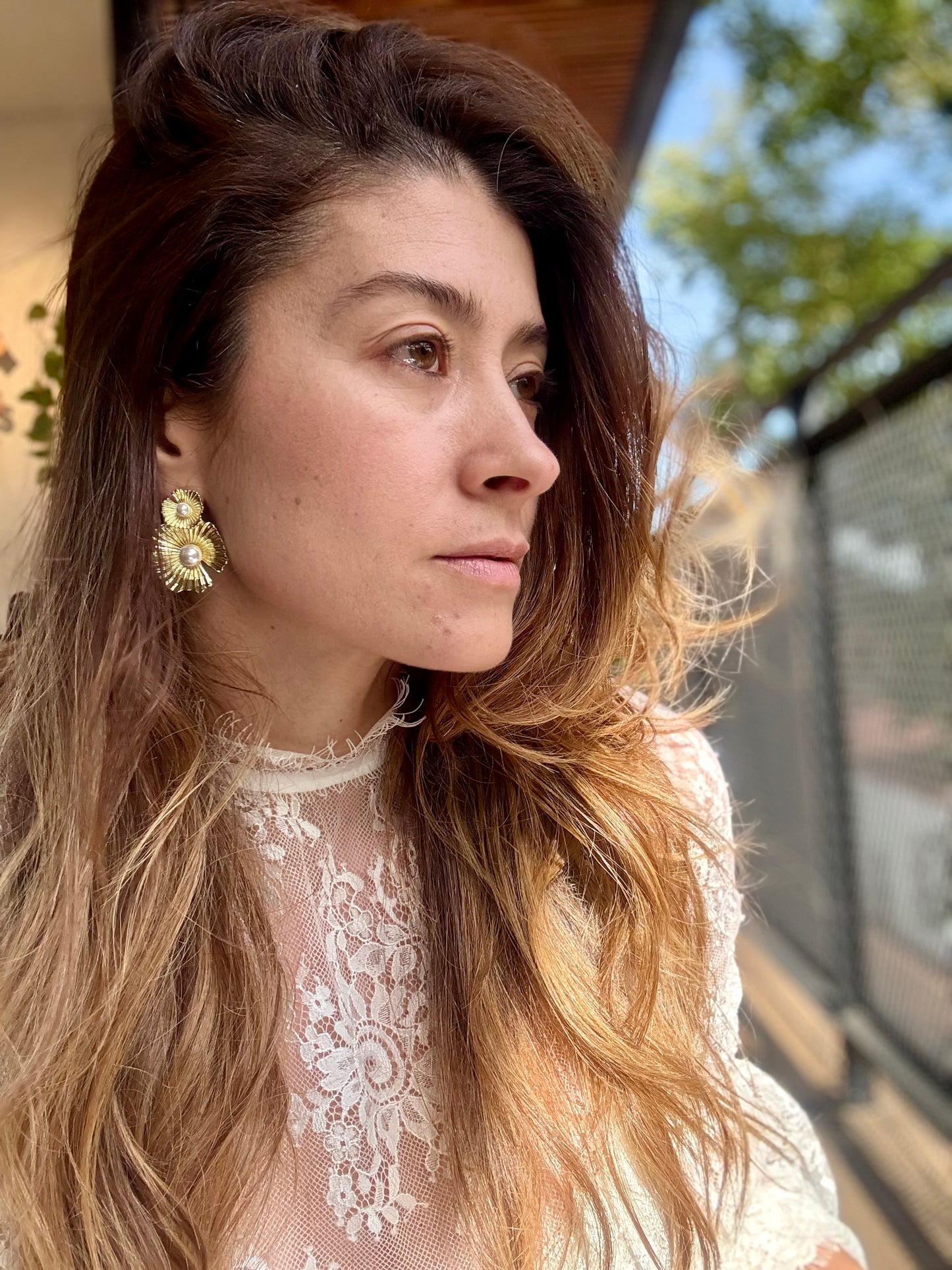Topos rodinados doble flor con perla