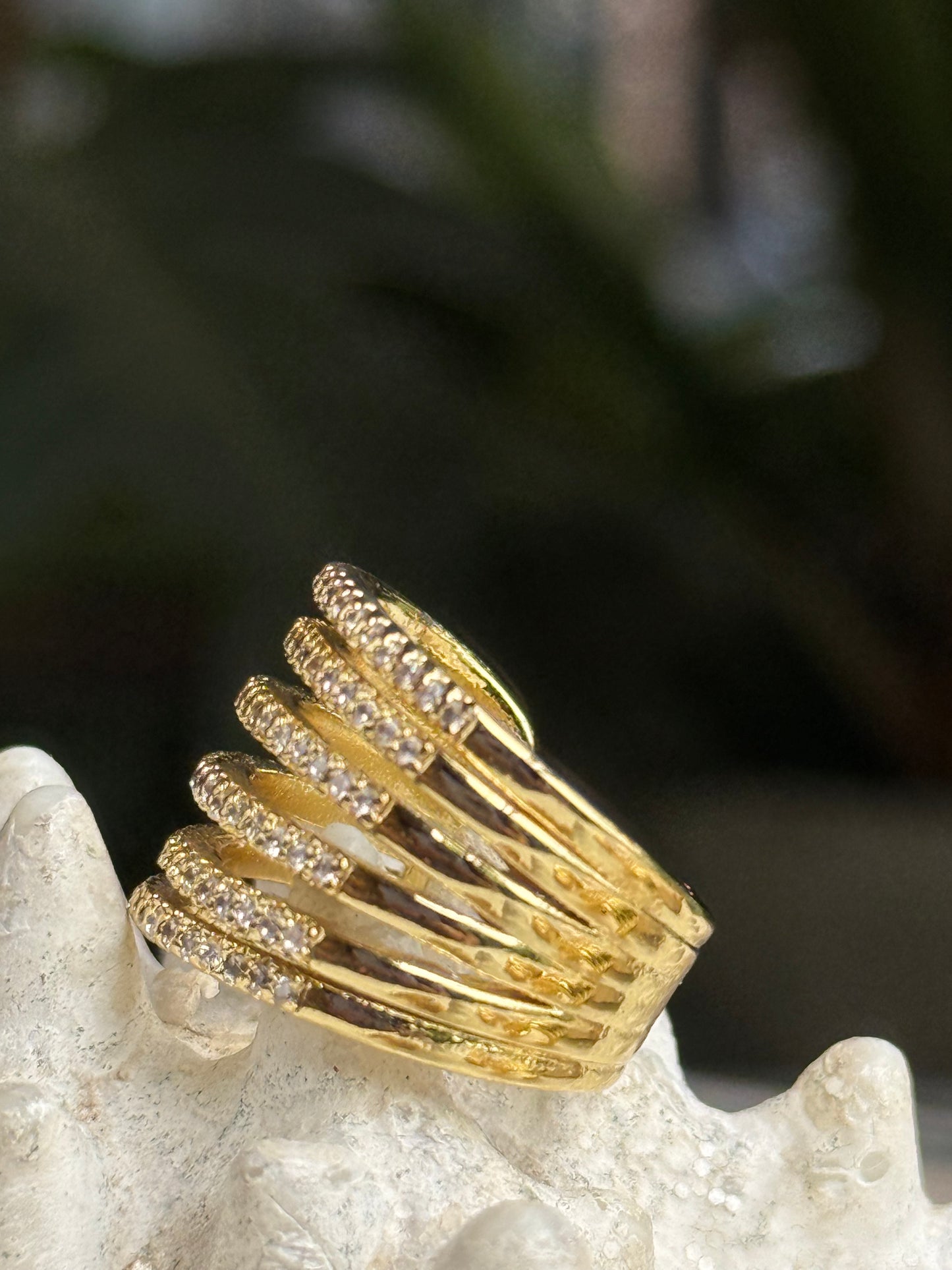 Earcuff rodinado 6 líneas con piedras