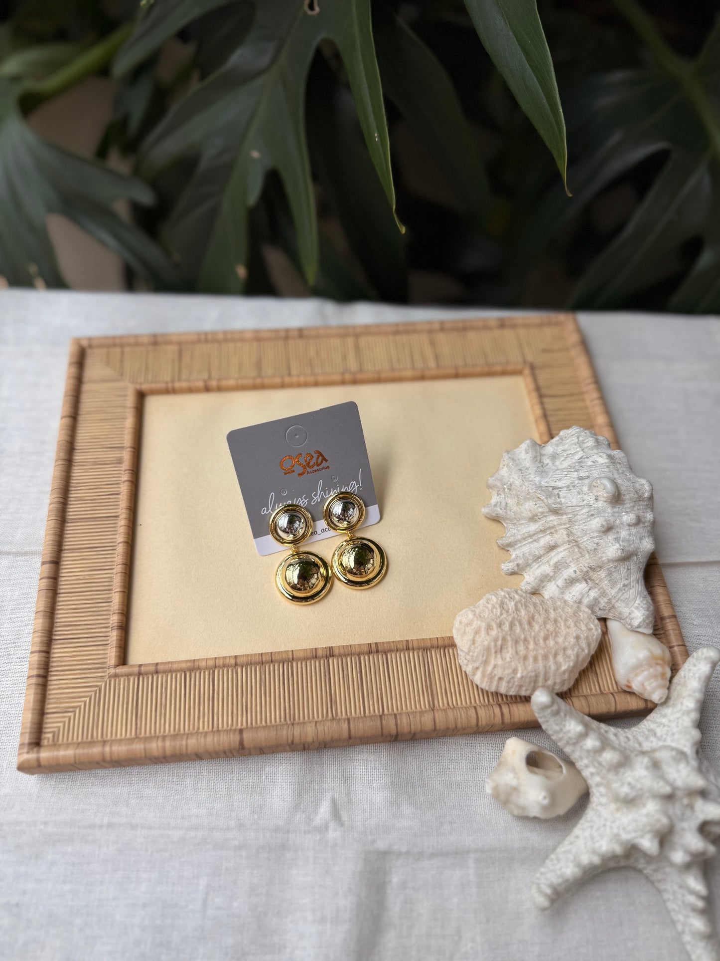 Arete rodinado doble bola bicolor