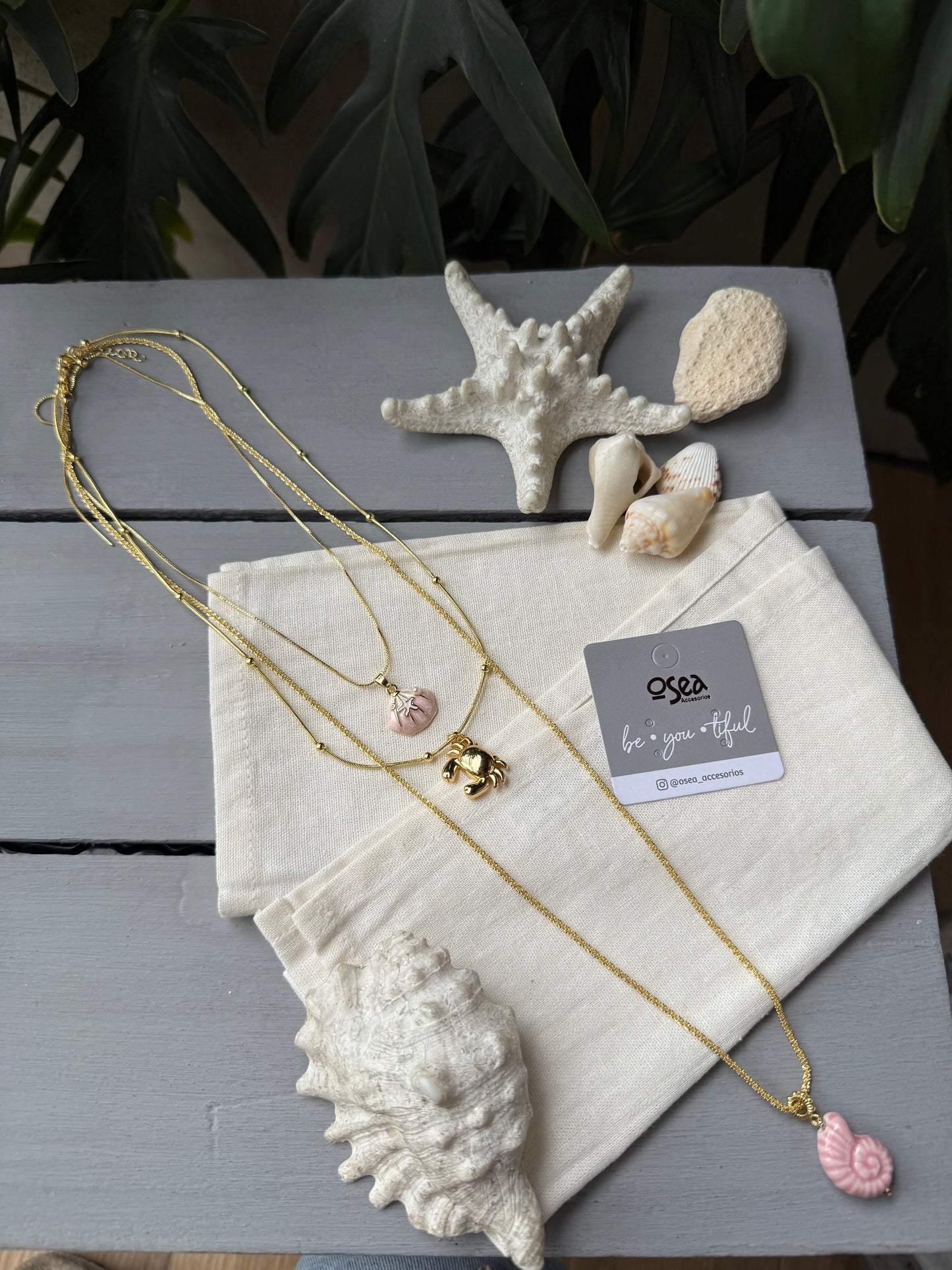 collar triple largo dijes de mar