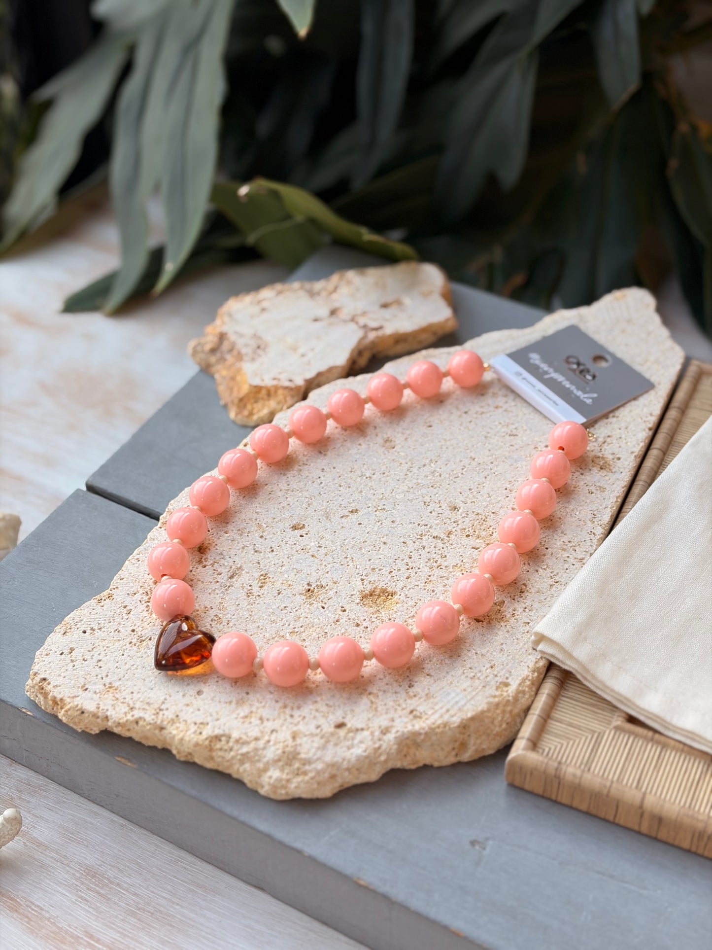 Collar bolas mandarina corazón degradé
