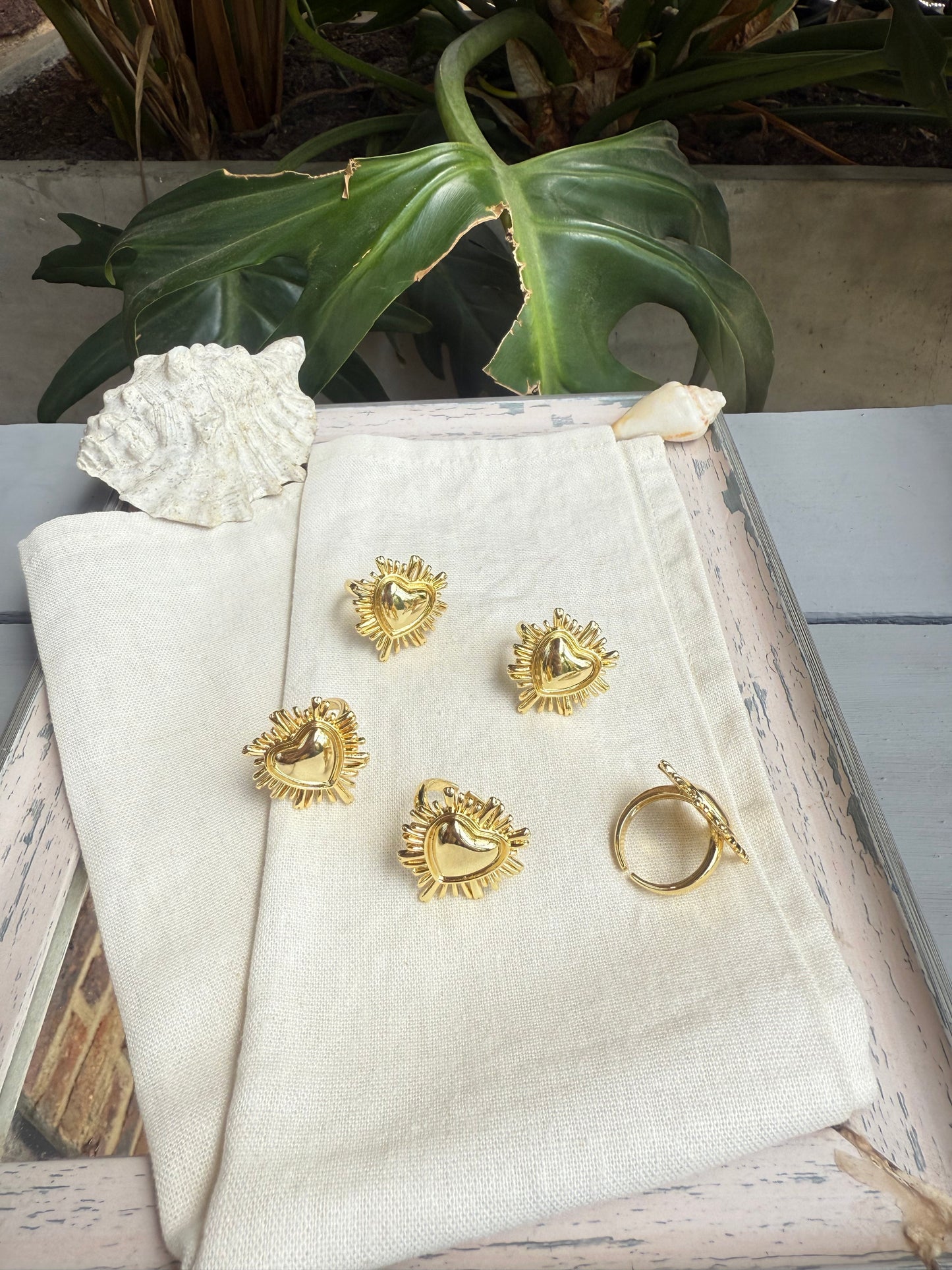 Anillo corazón destellos