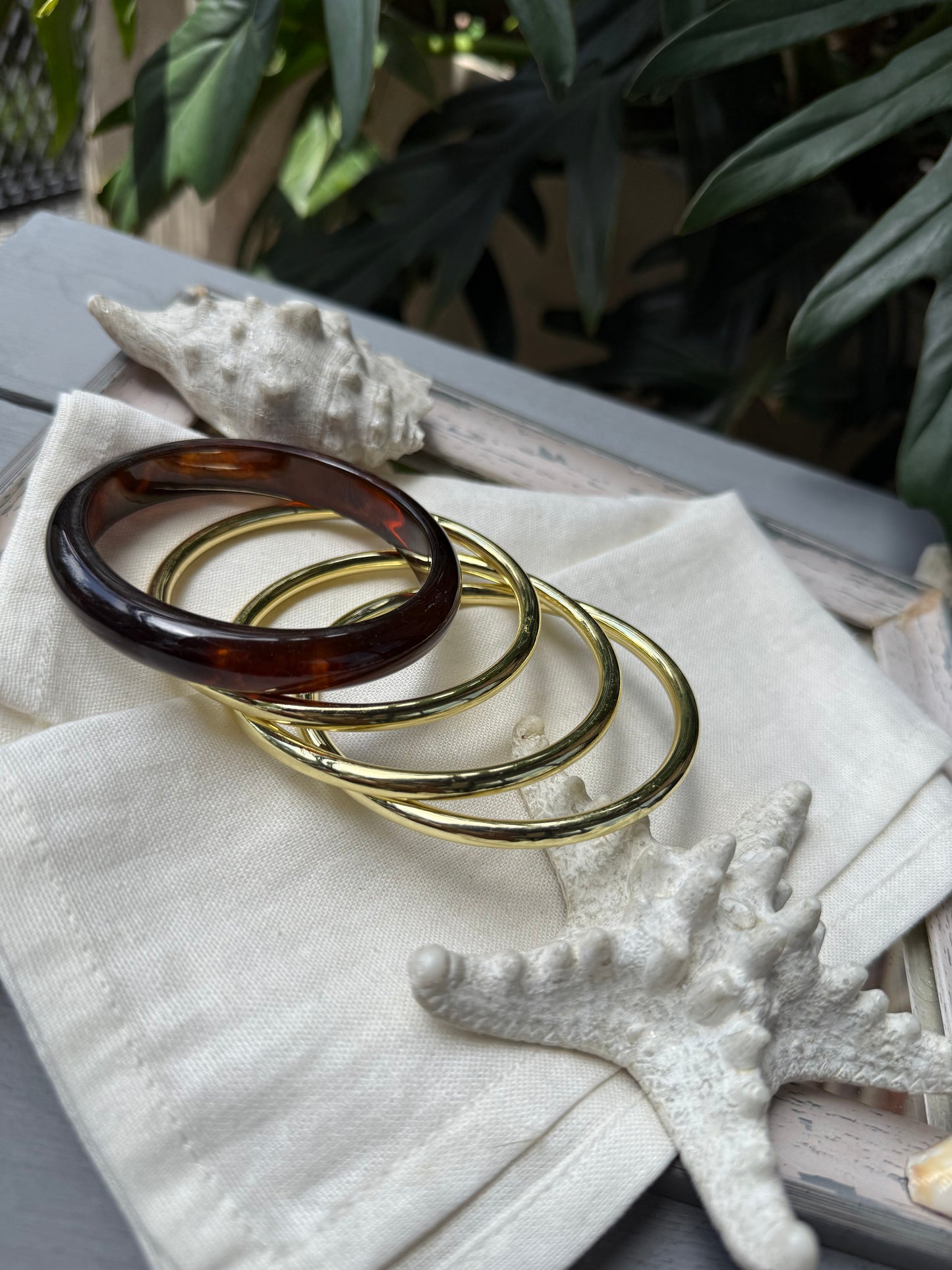 Juego de aros en resina y fantasía fina