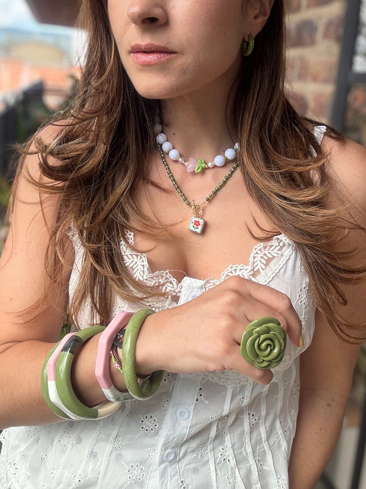 Collar doble flores