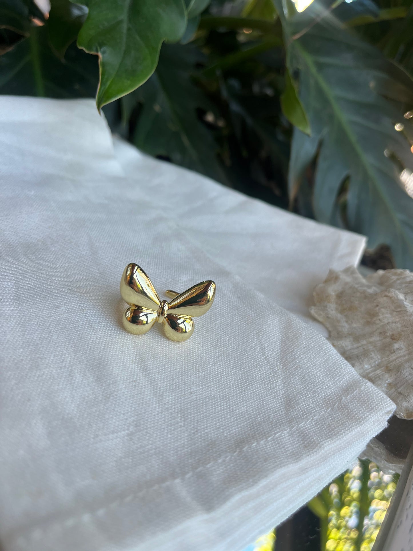 Anillo rodinado graduable mariposa