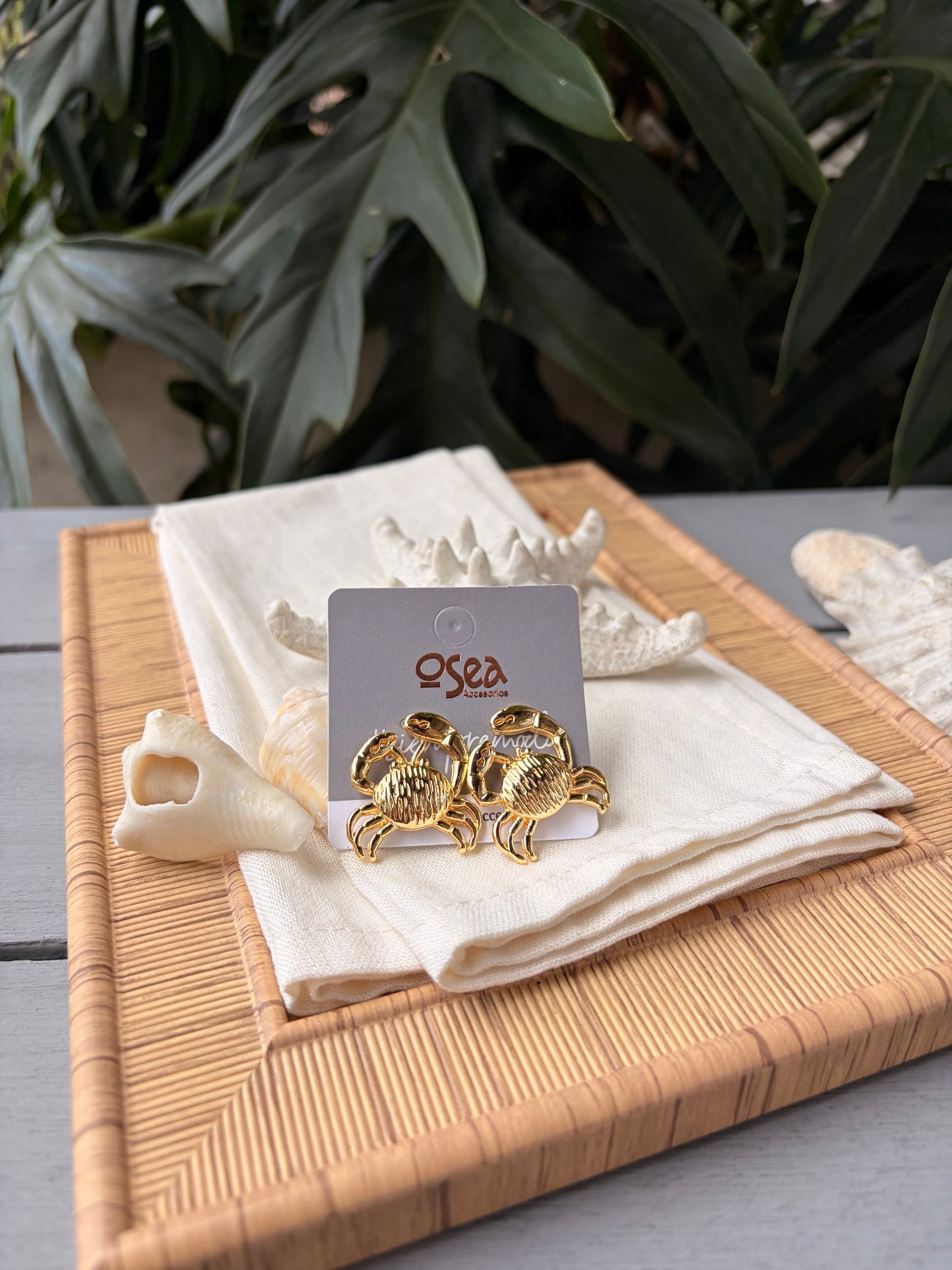 Topos textura de cangrejo mediano baño oro 24k