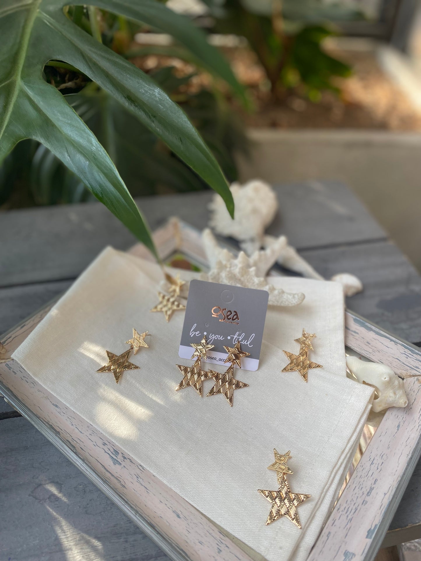 Aretes de estrella doble texturizada