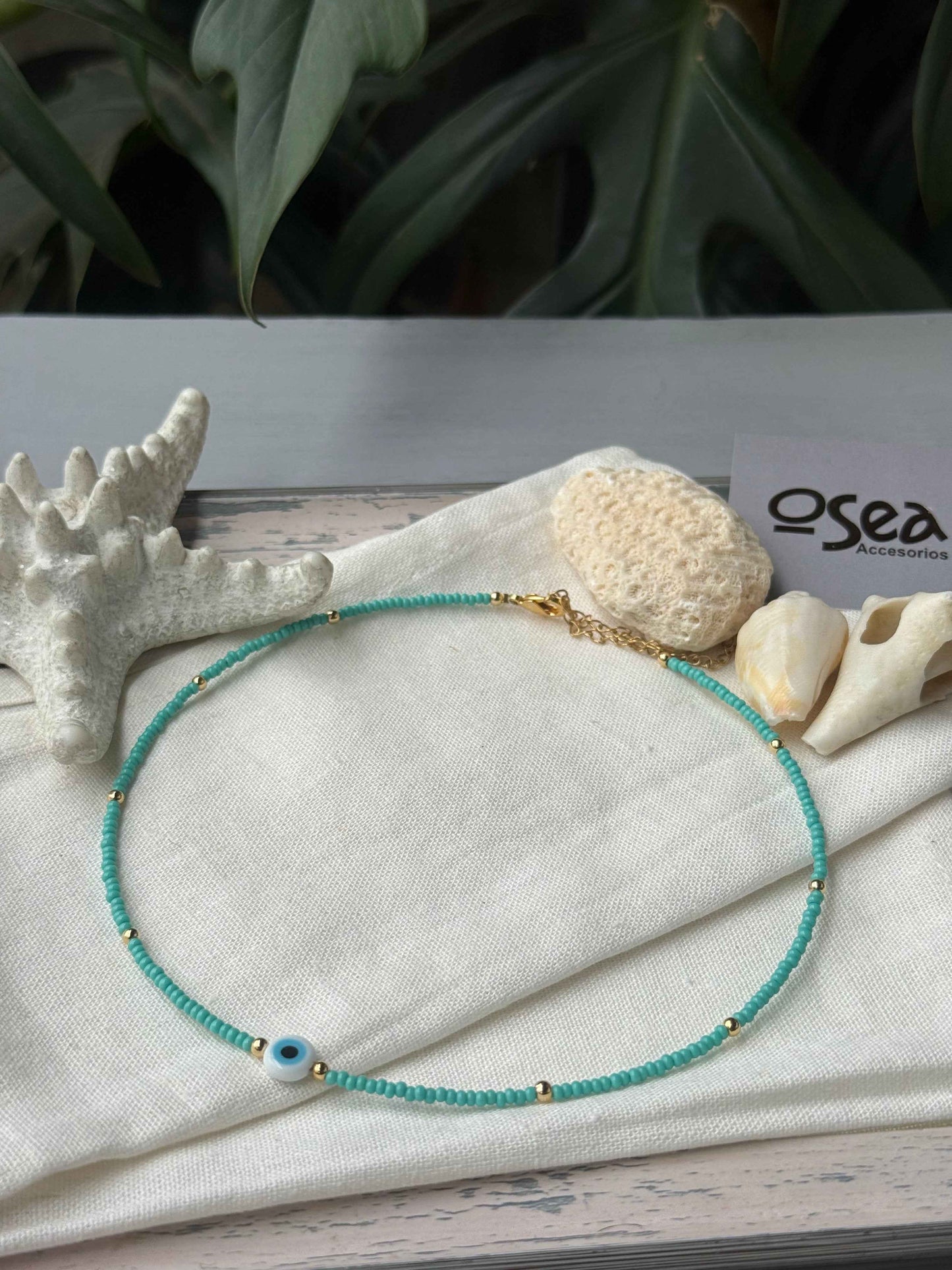 Choker mostacilla y balines dije ojo