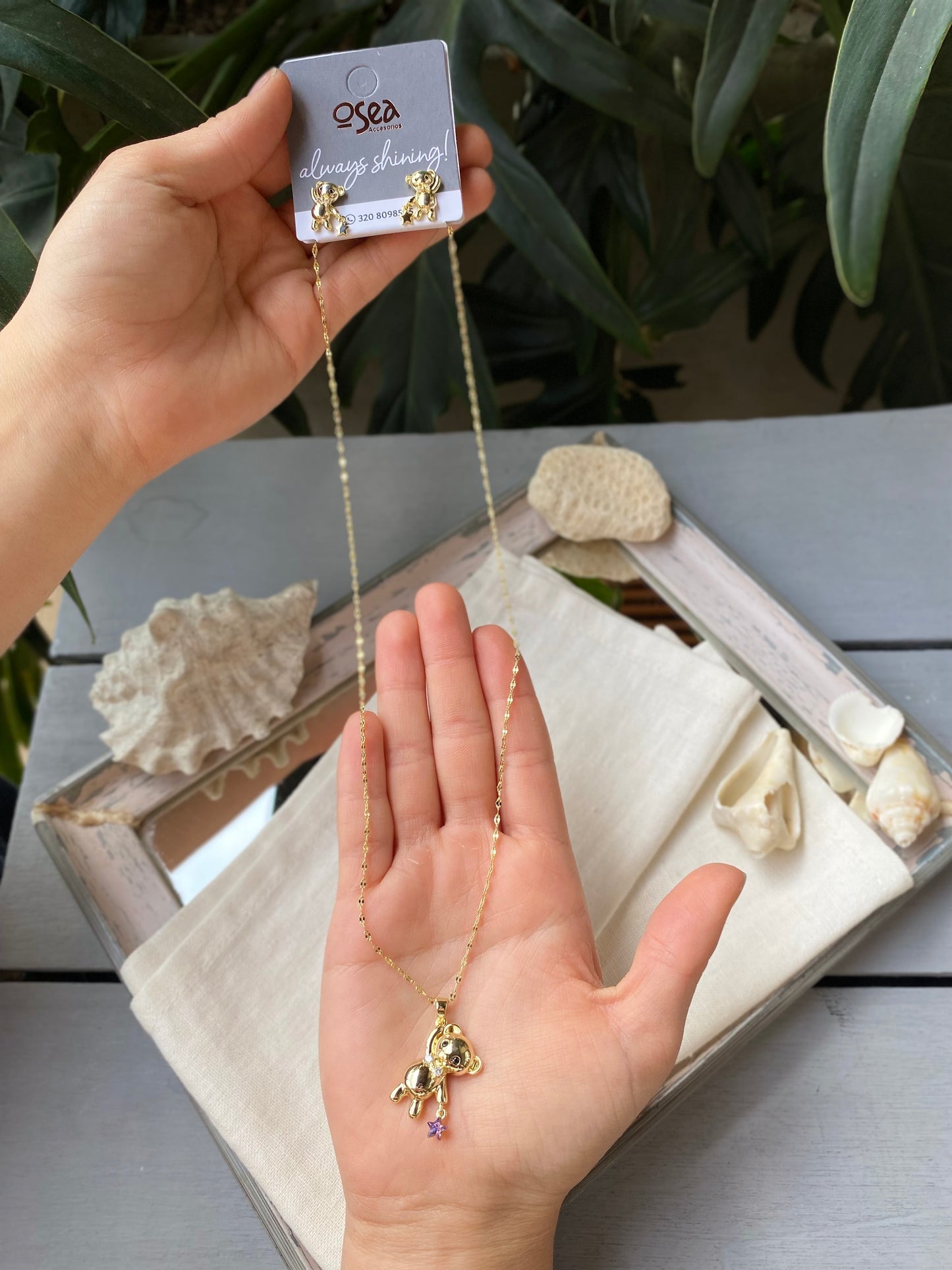 set rodinado cadena y topos oso y piedra