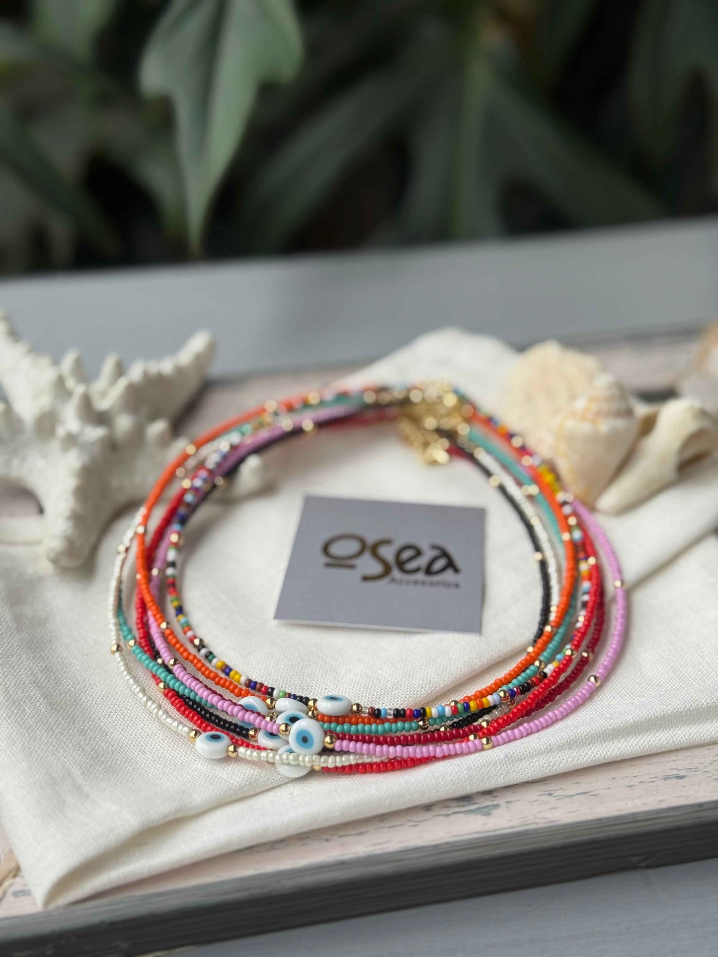 Choker mostacilla y balines dije ojo