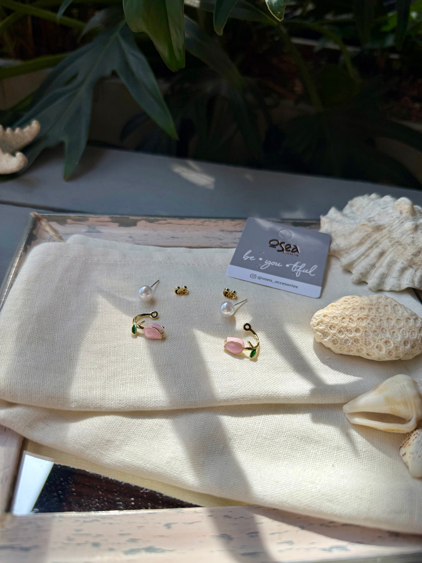 Topos rodinados rosa con perla