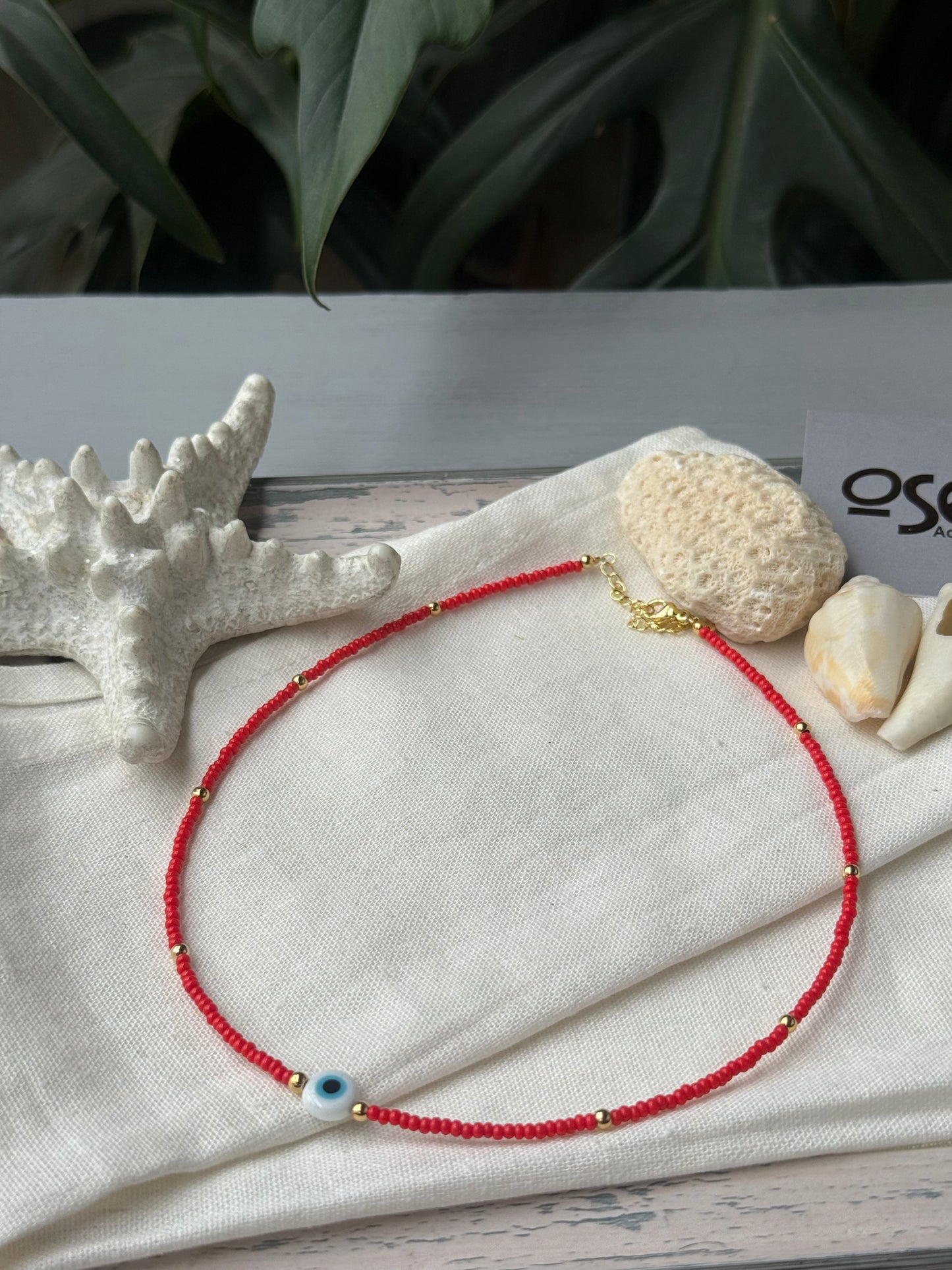 Choker mostacilla y balines dije ojo