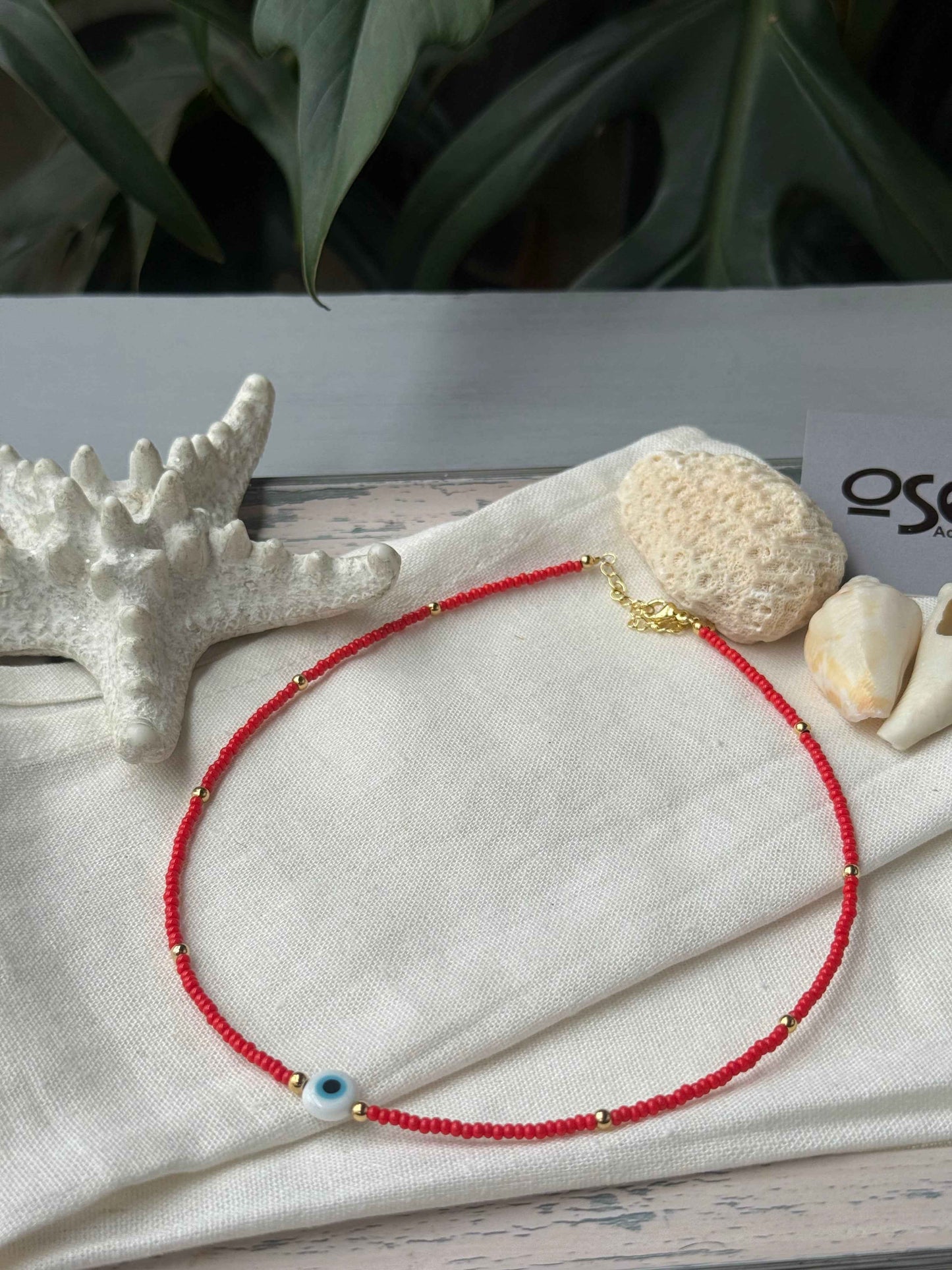 Choker mostacilla y balines dije ojo