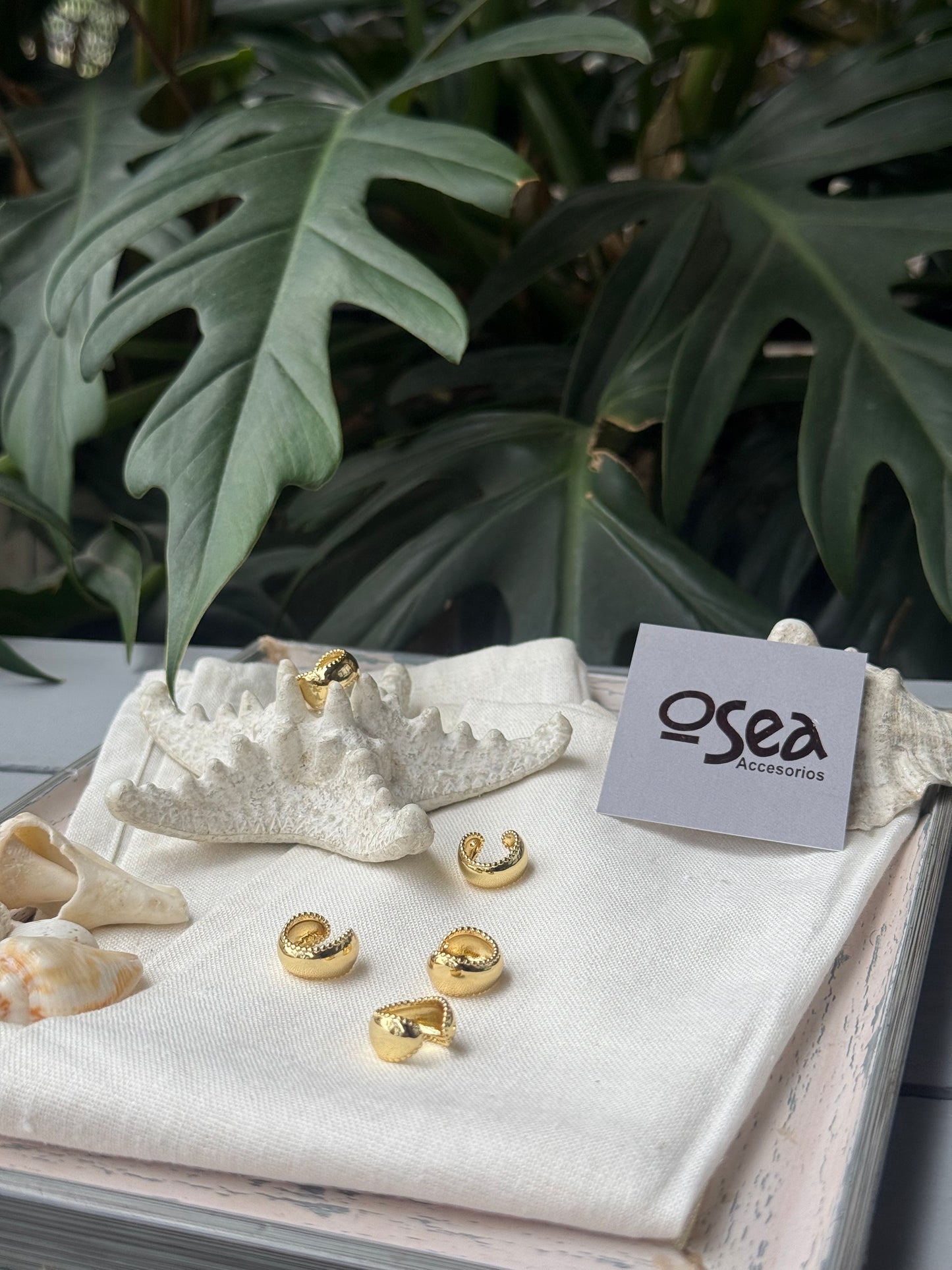 Earcuff rodinado pequeño liso y puntos