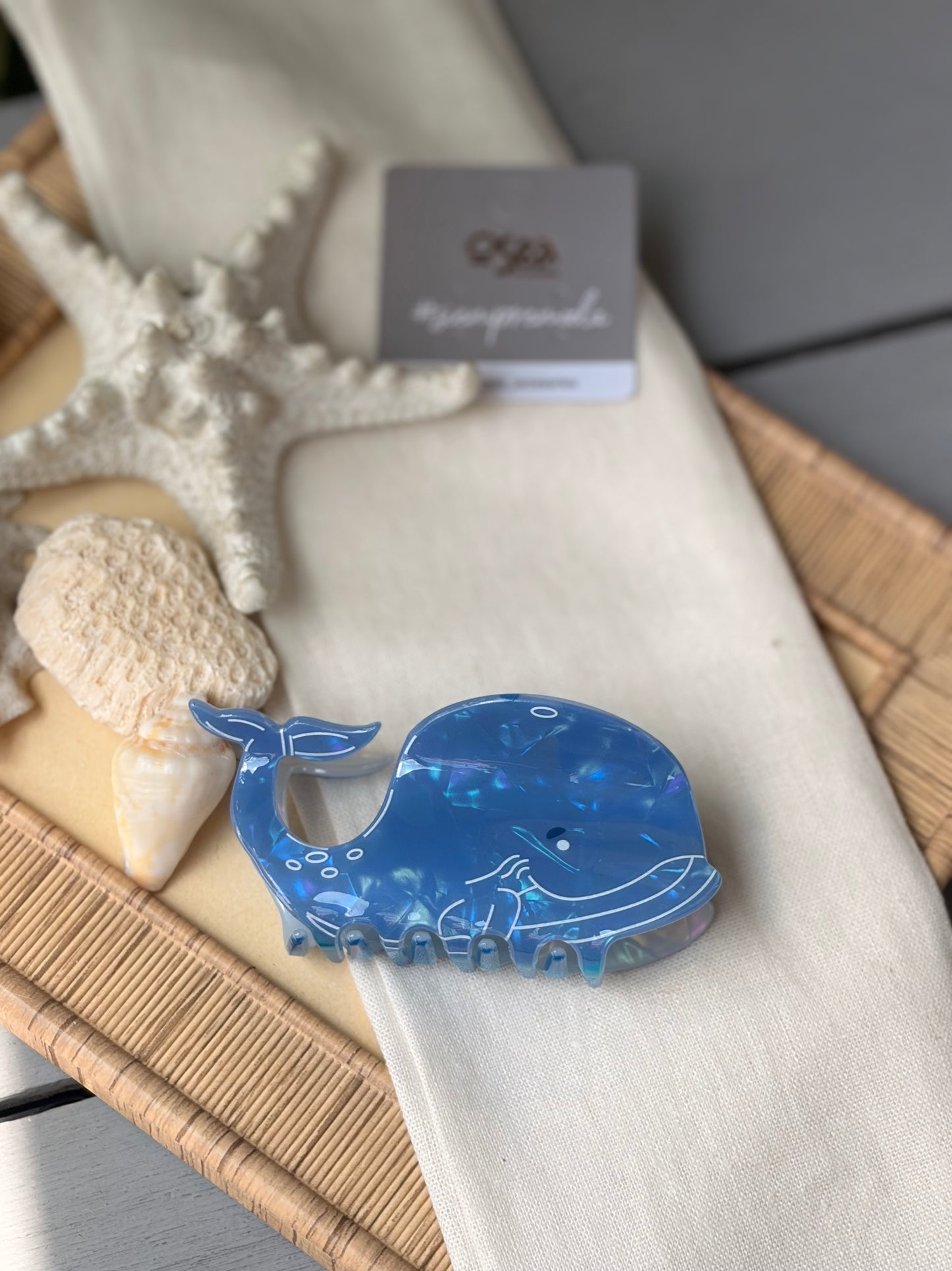 Caimán hair clip ballena tipo nácar