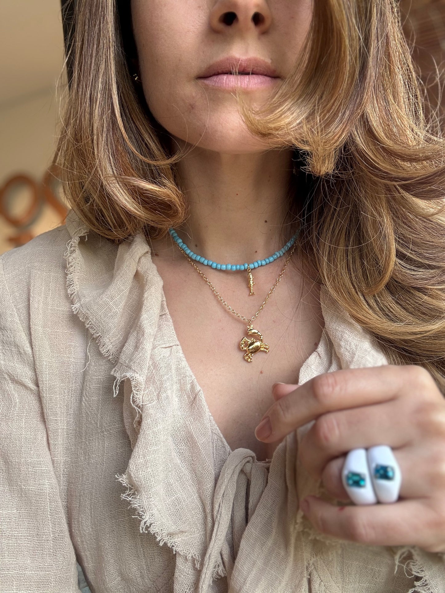 Set de collar de pez y cangrejo