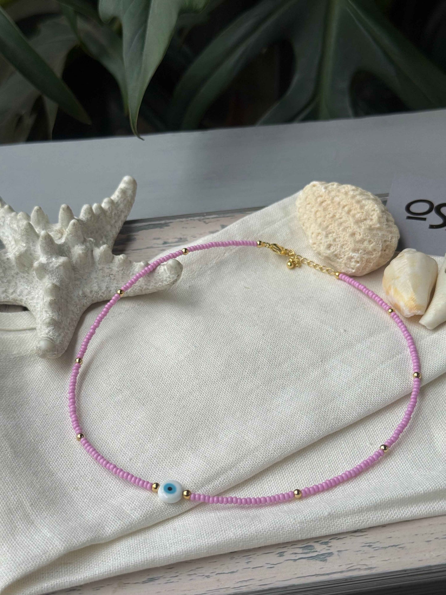 Choker mostacilla y balines dije ojo