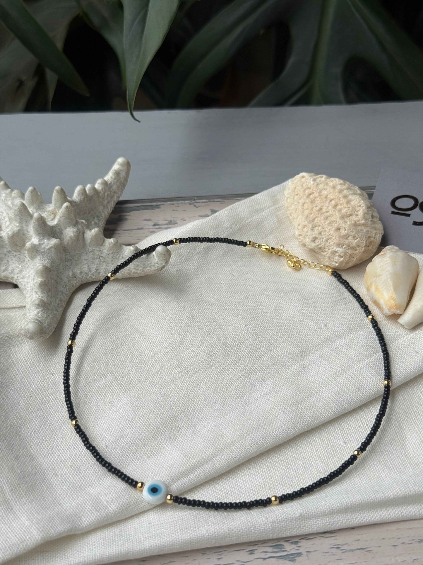 Choker mostacilla y balines dije ojo