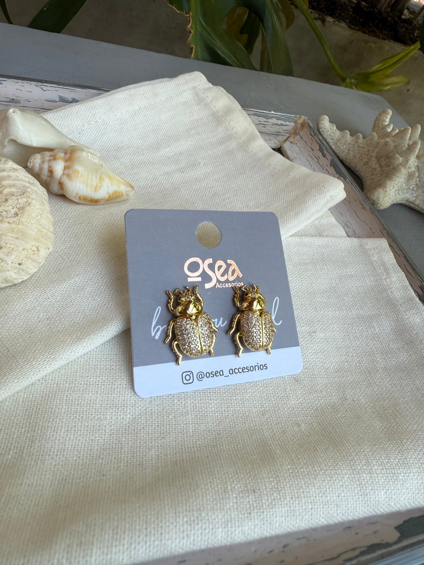 Arete cucaron rodinado con piedras