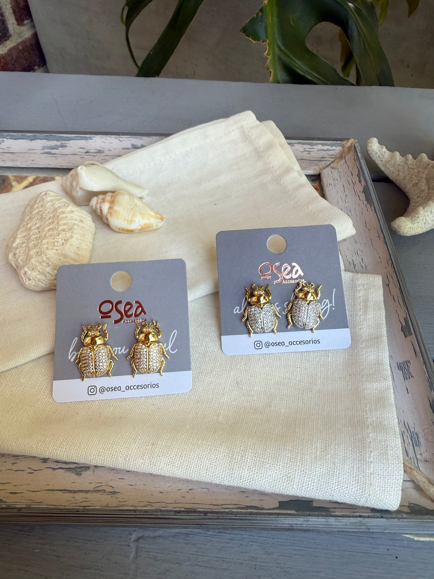 Arete cucaron rodinado con piedras