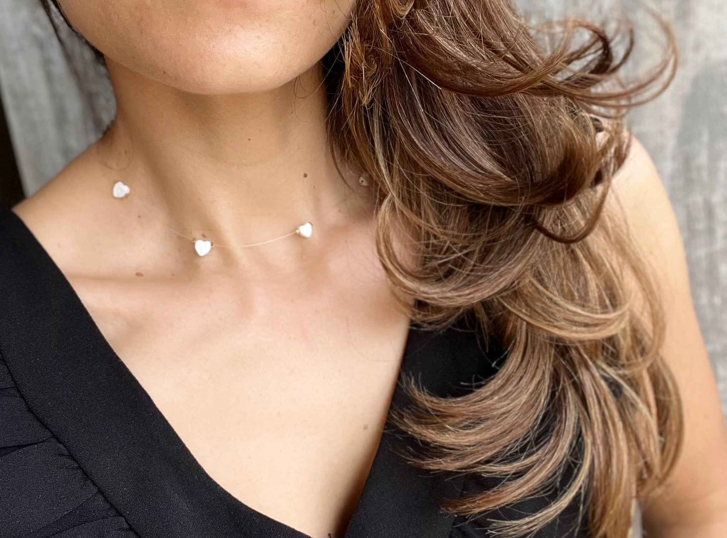 Choker invisible corazón / estrella /perla en nacar