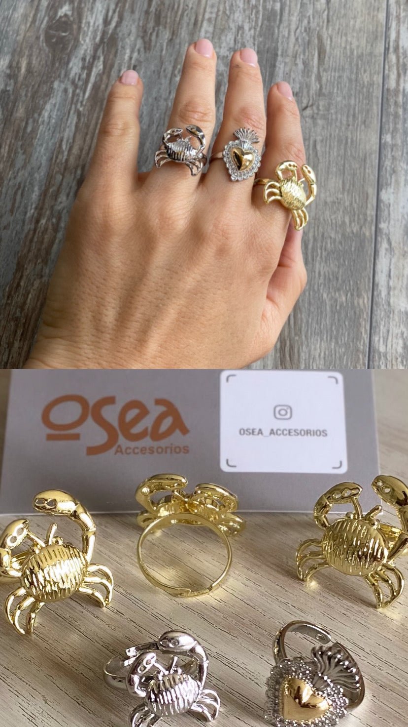 Anillo de cangrejo en oro golfied - Osea accesorios